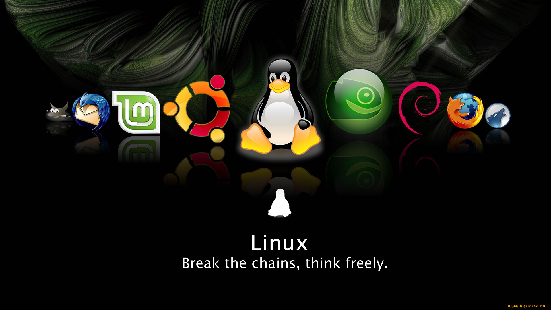 компьютеры, linux, логотип, фон
