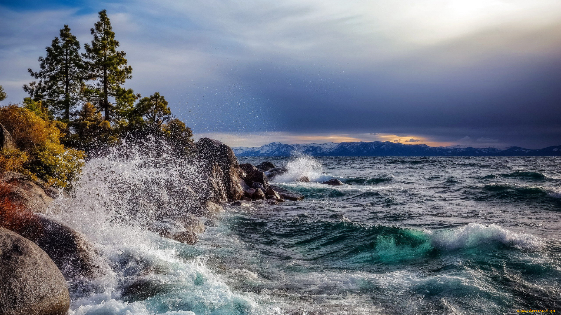 lake, tahoe, nevada, природа, побережье, lake, tahoe