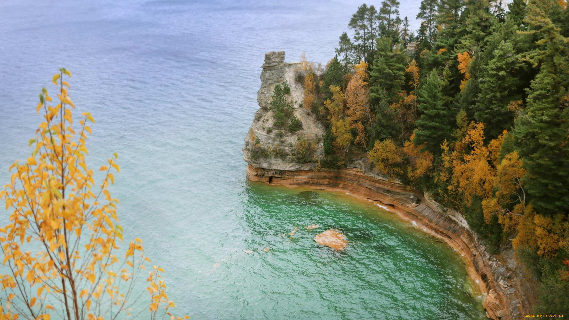 pictured, rocks, national, lakeshore, michigan, usa, природа, побережье, pictured, rocks, national, lakeshore