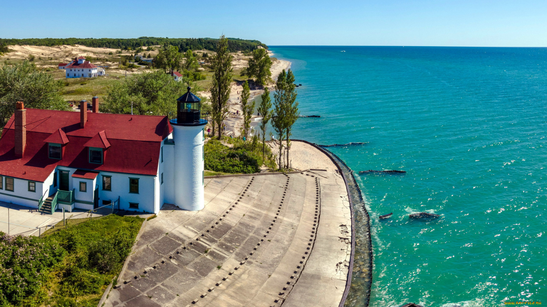 point, betsie, lighthouse, michigan, usa, природа, маяки, point, betsie, lighthouse