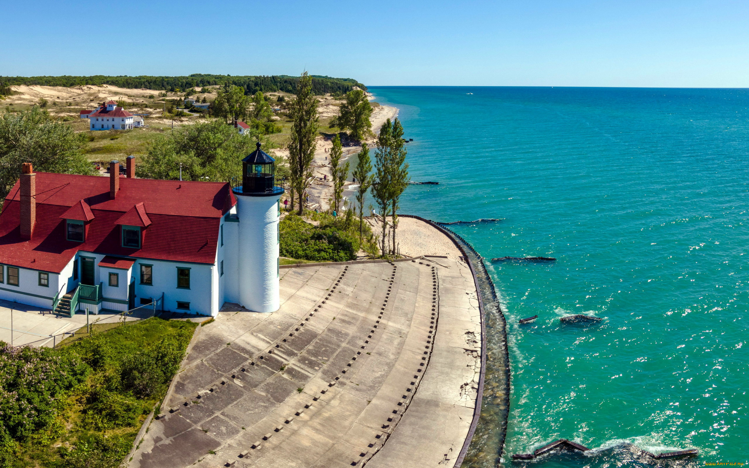 point, betsie, lighthouse, michigan, usa, природа, маяки, point, betsie, lighthouse