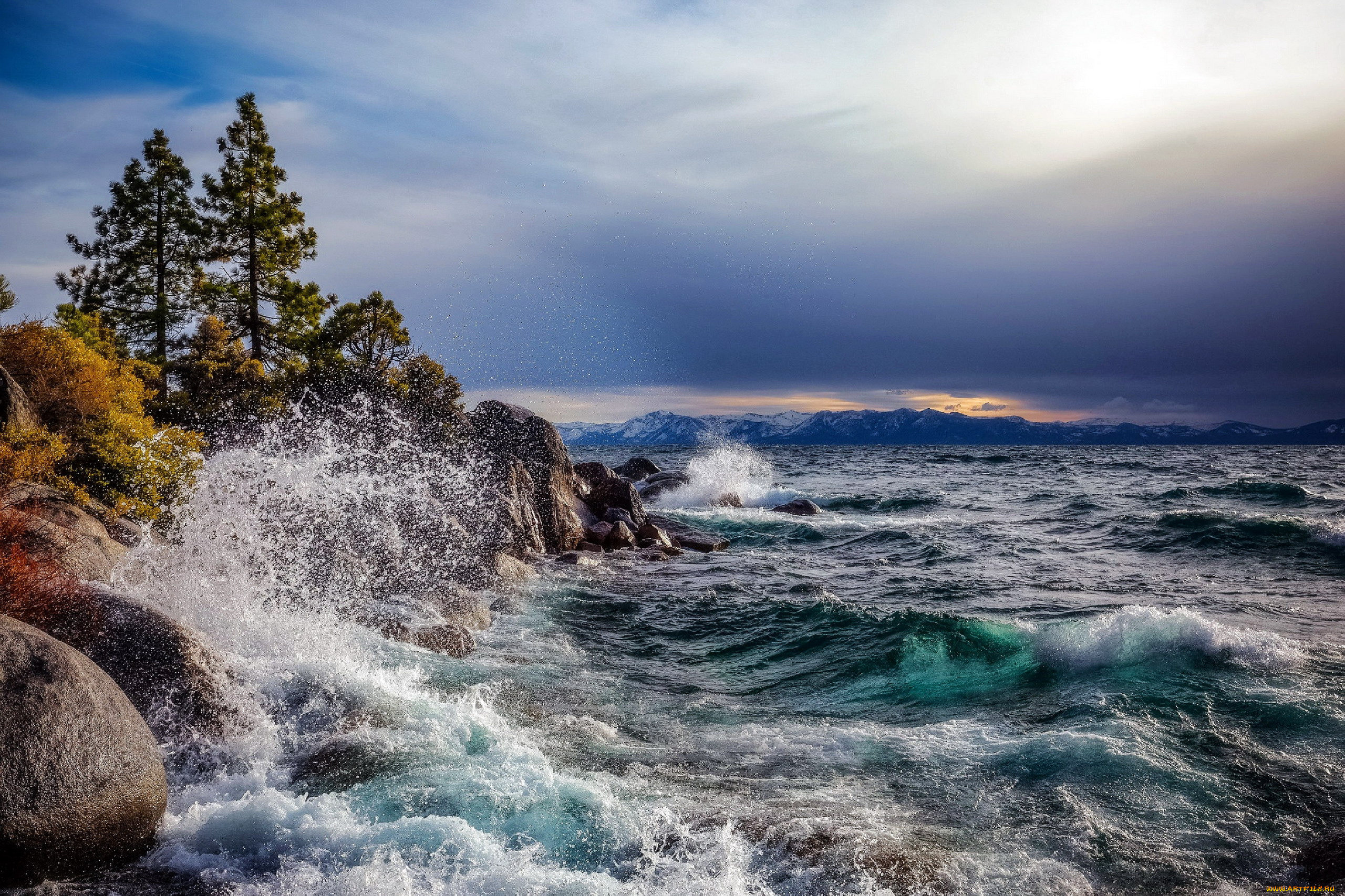 lake, tahoe, nevada, природа, побережье, lake, tahoe