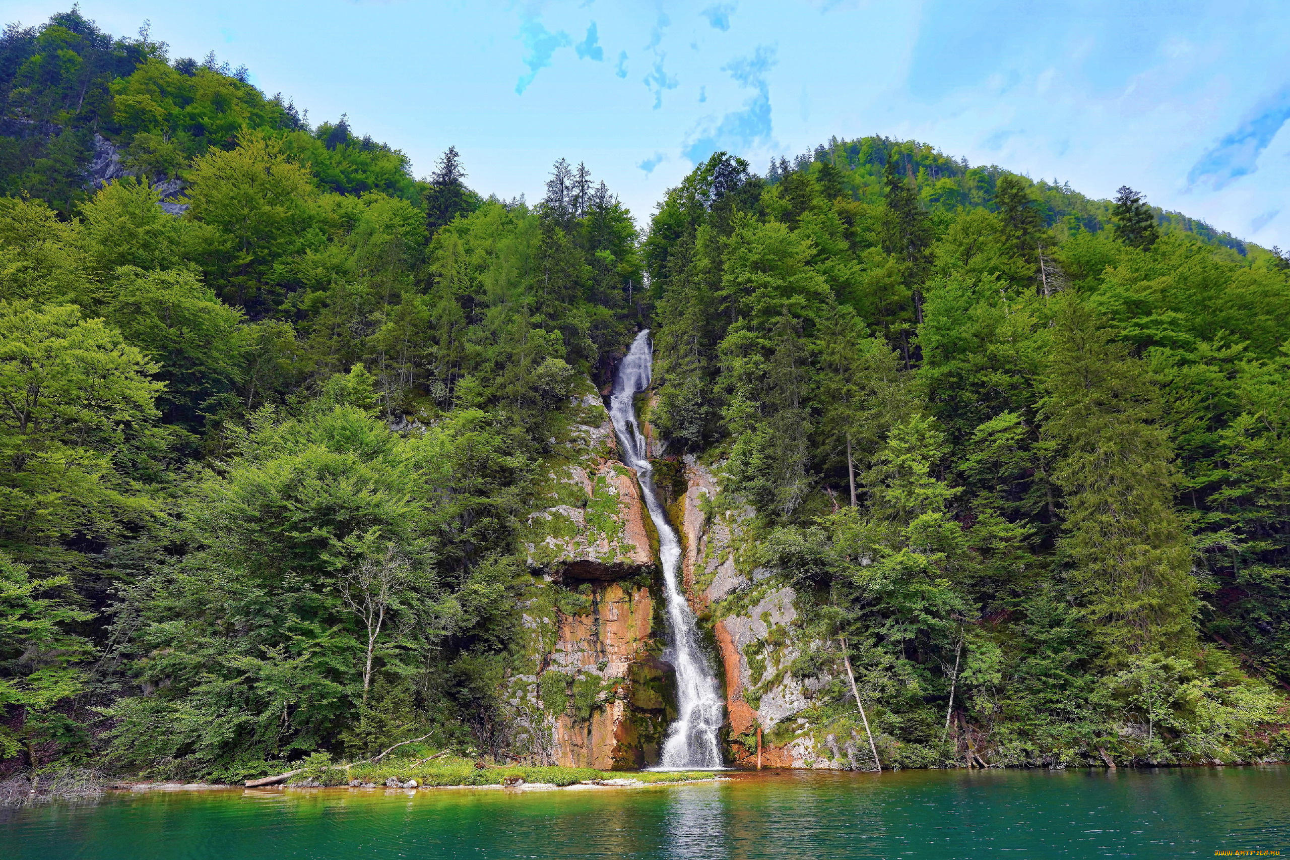 konigssee, waterfall, bavaria, природа, водопады, konigssee, waterfall