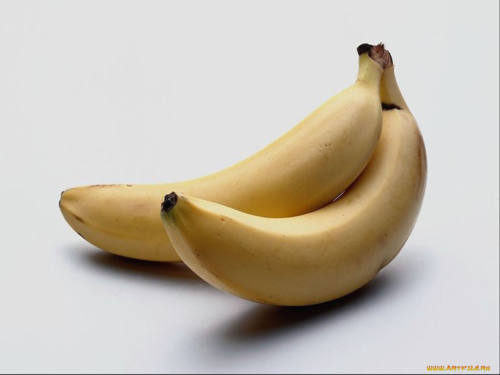 два, банана, еда, бананы