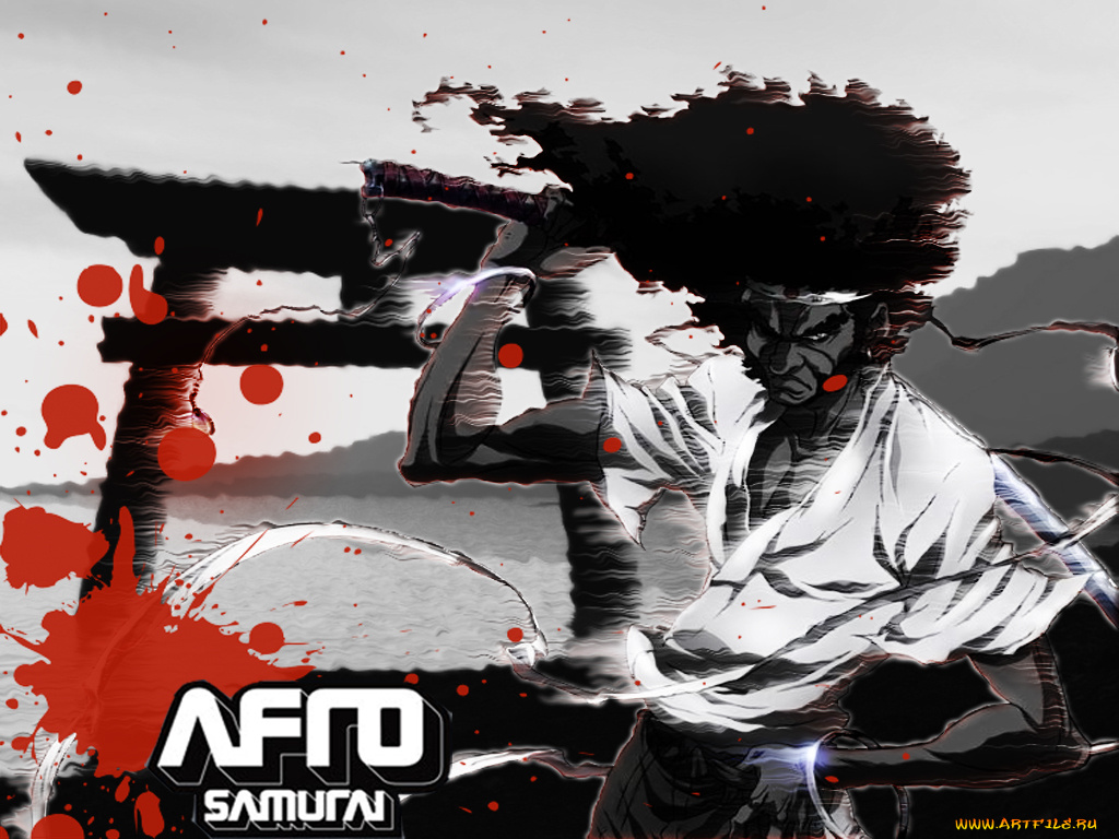 аниме, afro, samurai