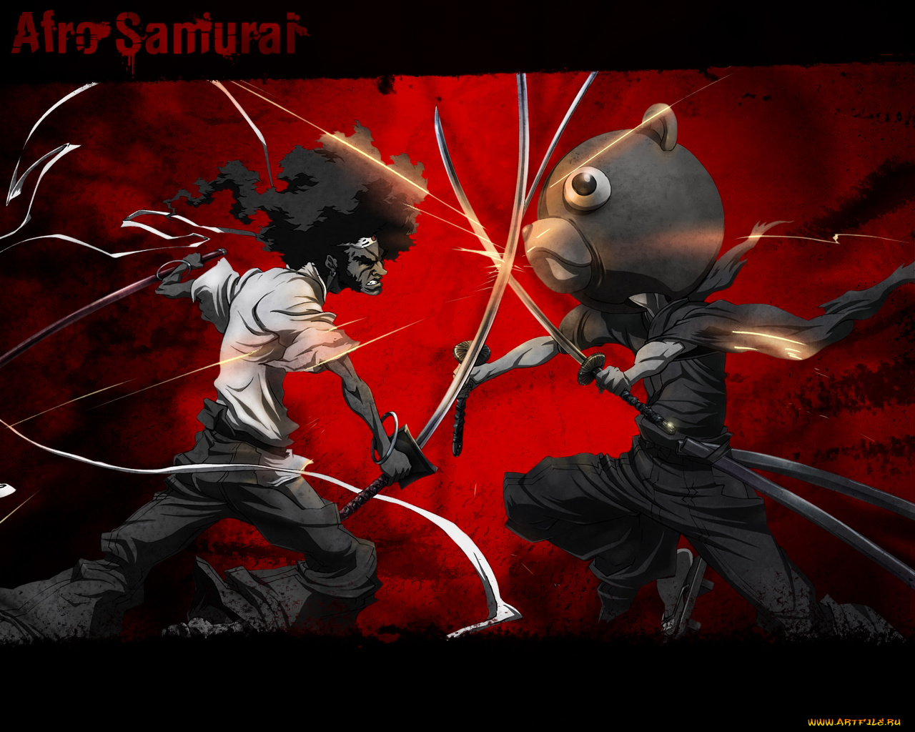 аниме, afro, samurai