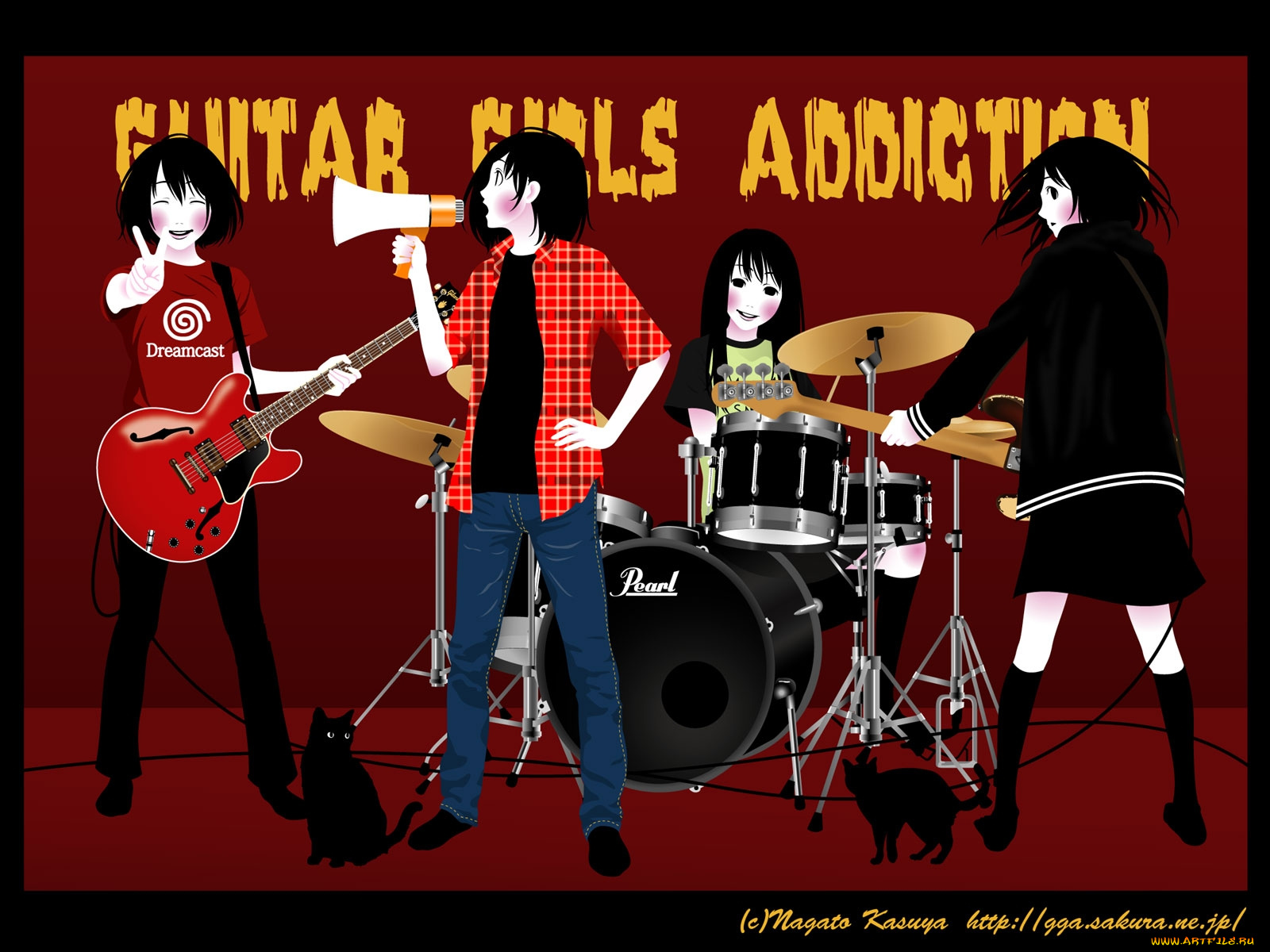 аниме, guitar, girls, addiction