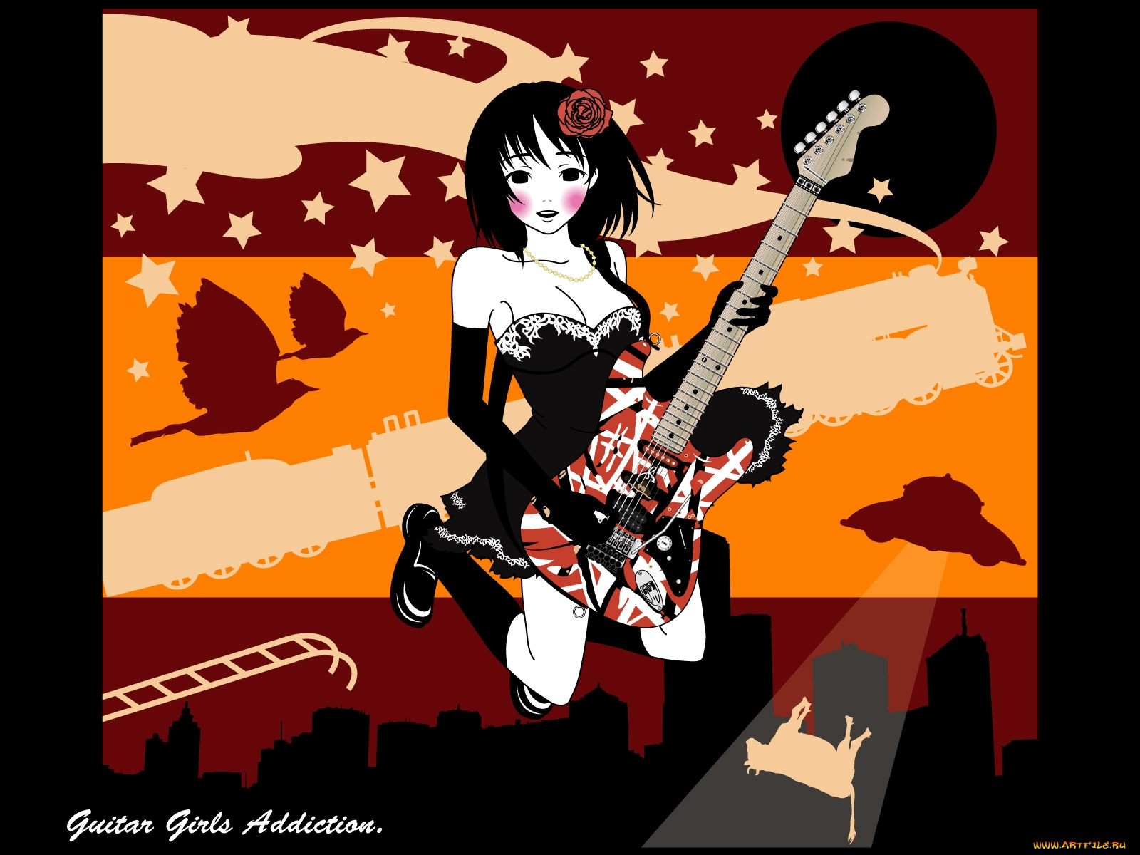 аниме, guitar, girls, addiction