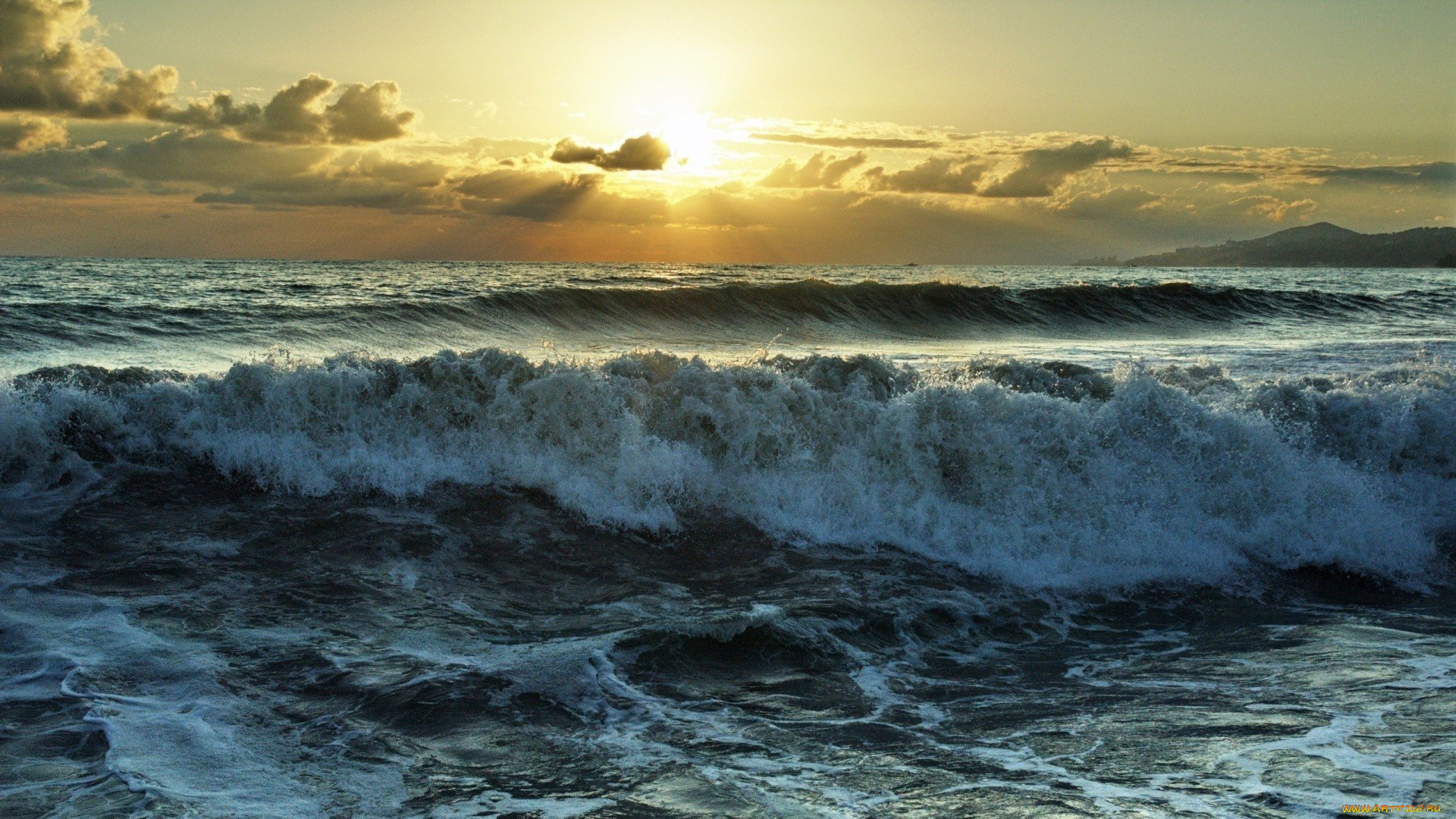 природа, моря, океаны, восход, прибой, море