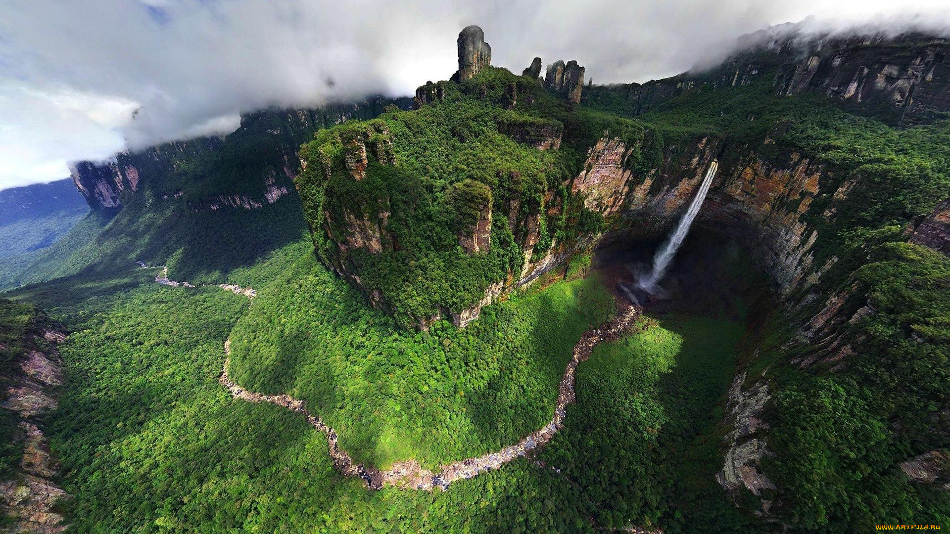 природа, водопады, венесуэла, дракон, водопад