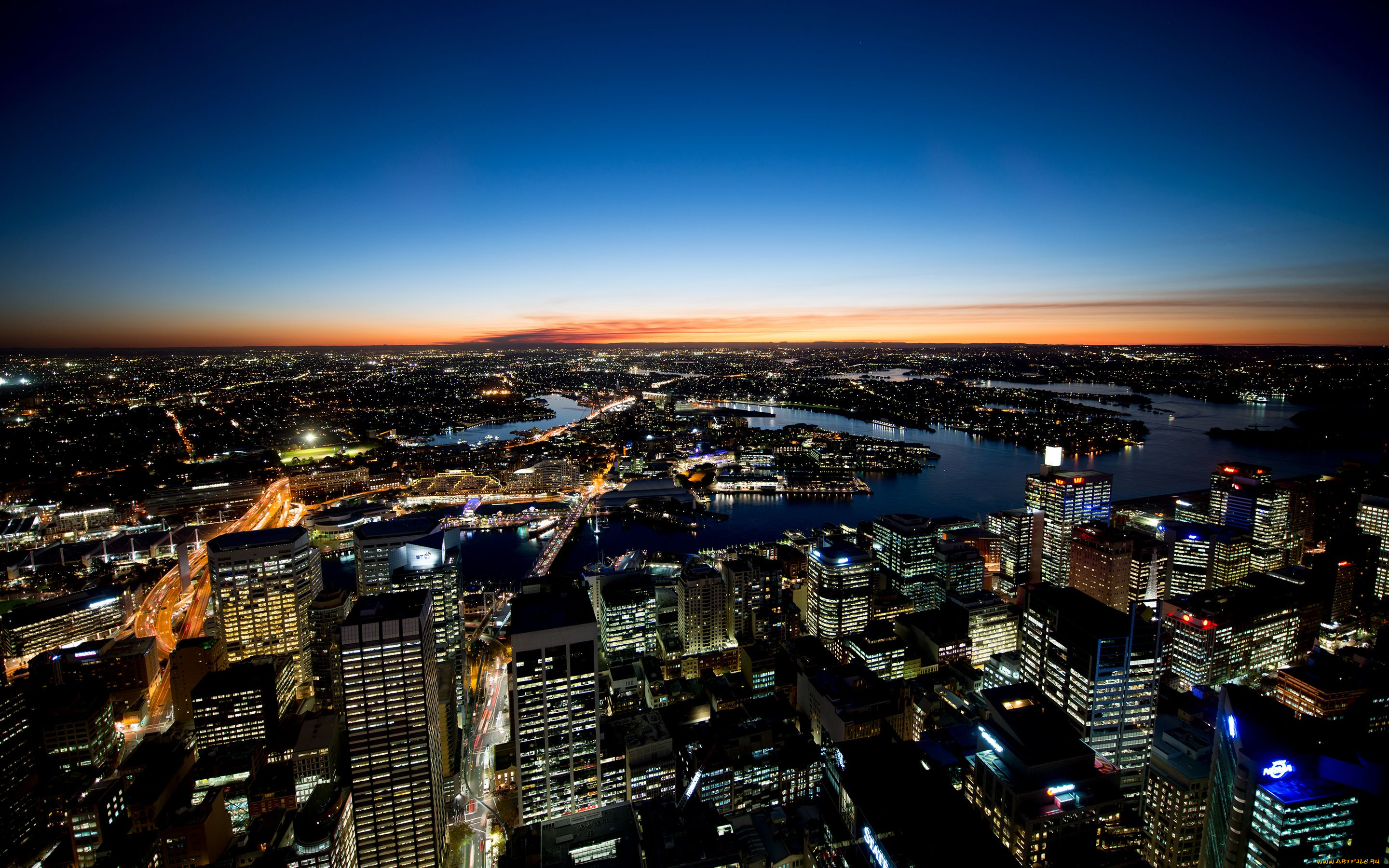 sydney, australia, города, сидней, австралия, ночной, город, панорама