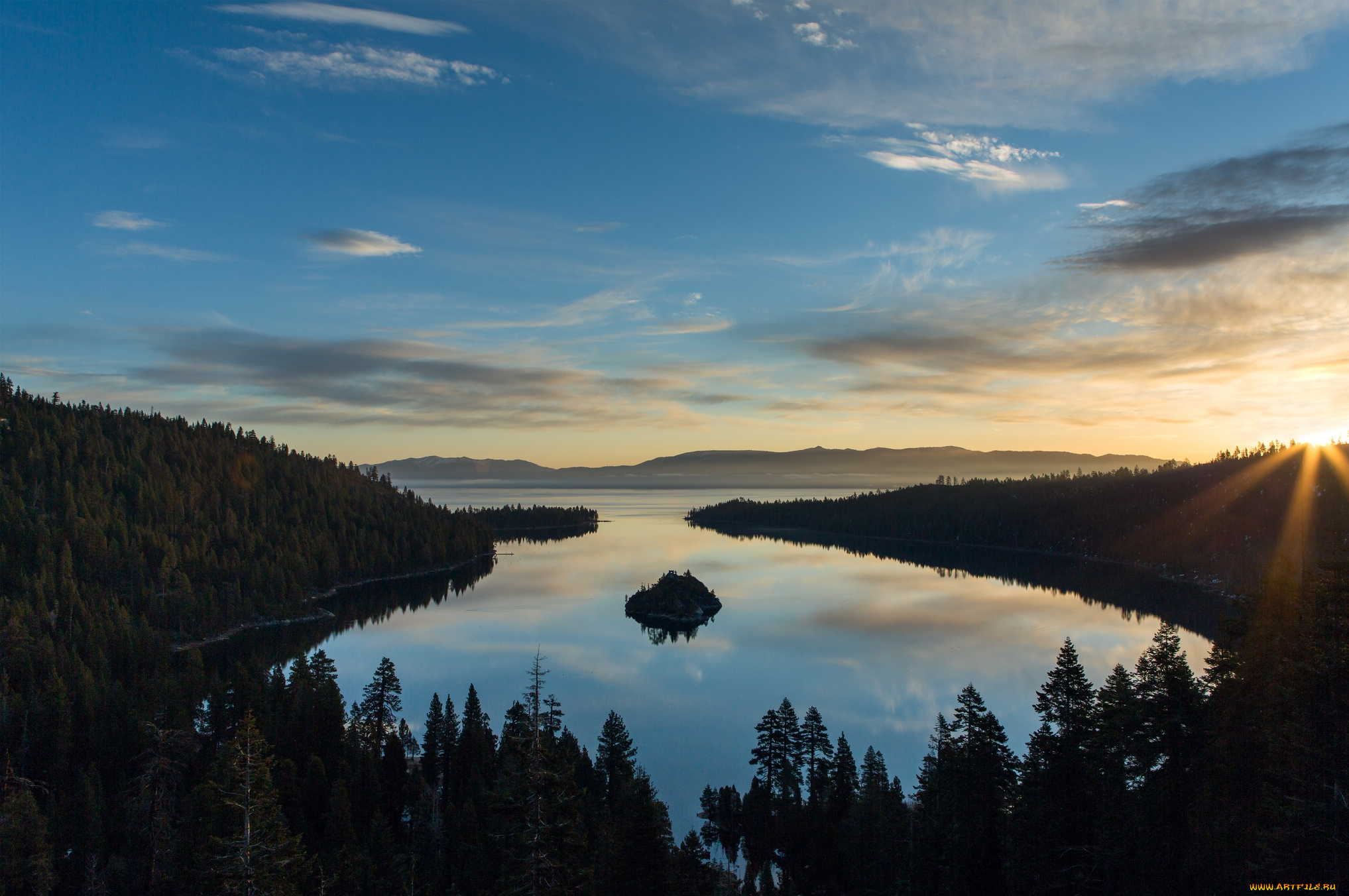 lake, tahoe, природа, реки, озера, озеро, тахо, лес, горы, восход, утро, пейзаж