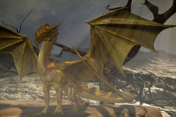 Картинка 3д графика creatures существа дракон лапы хвост крылья