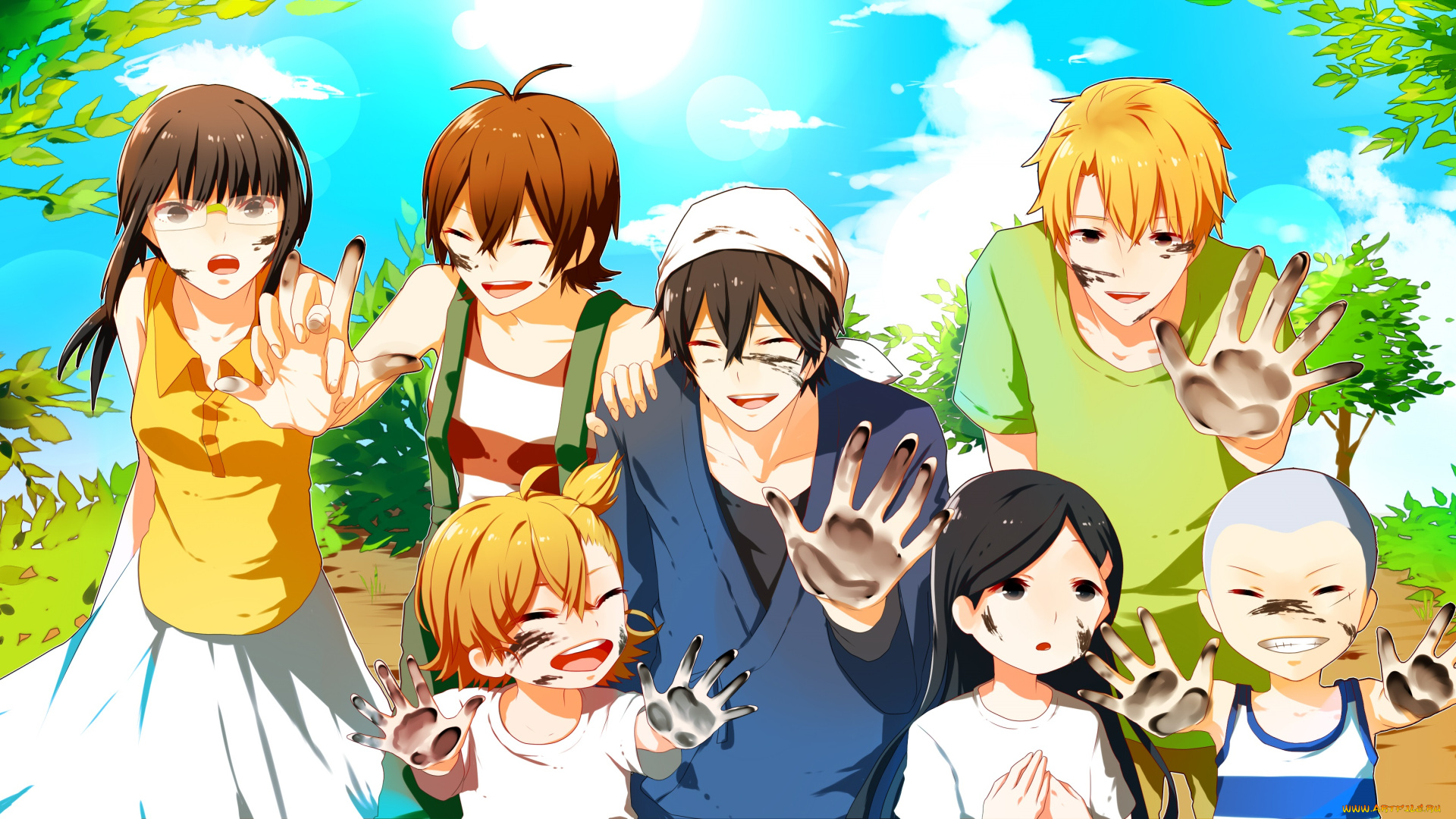 аниме, barakamon, девушки, дети, парни