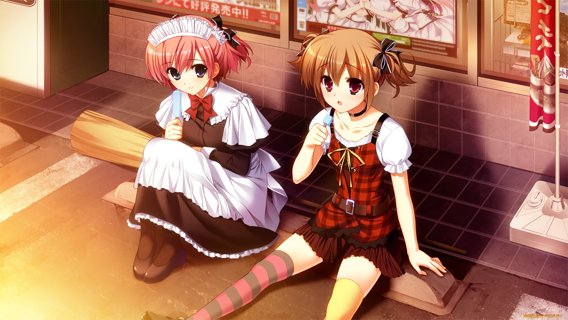 аниме, grisaia, no, kajitsu, девушки, взгляд, фон