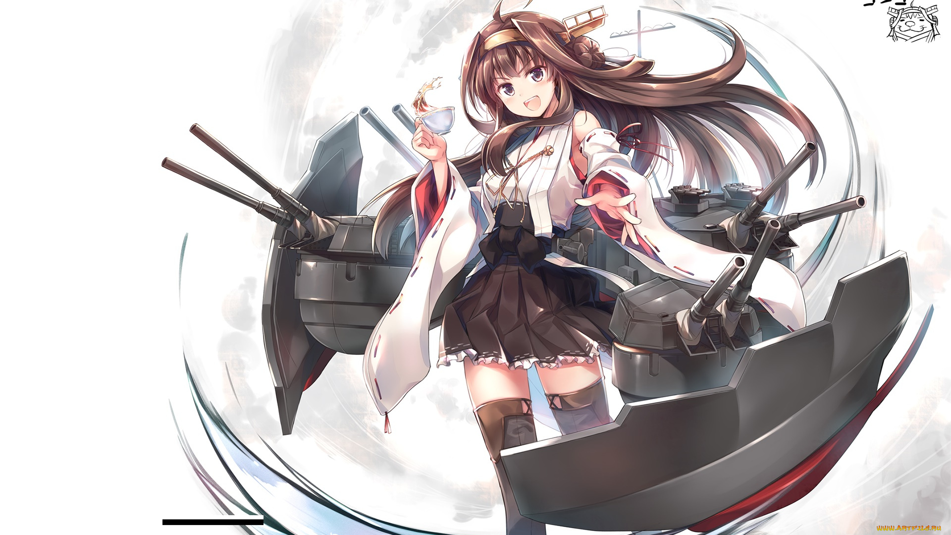 аниме, kantai, collection, девушка, взгляд, фон