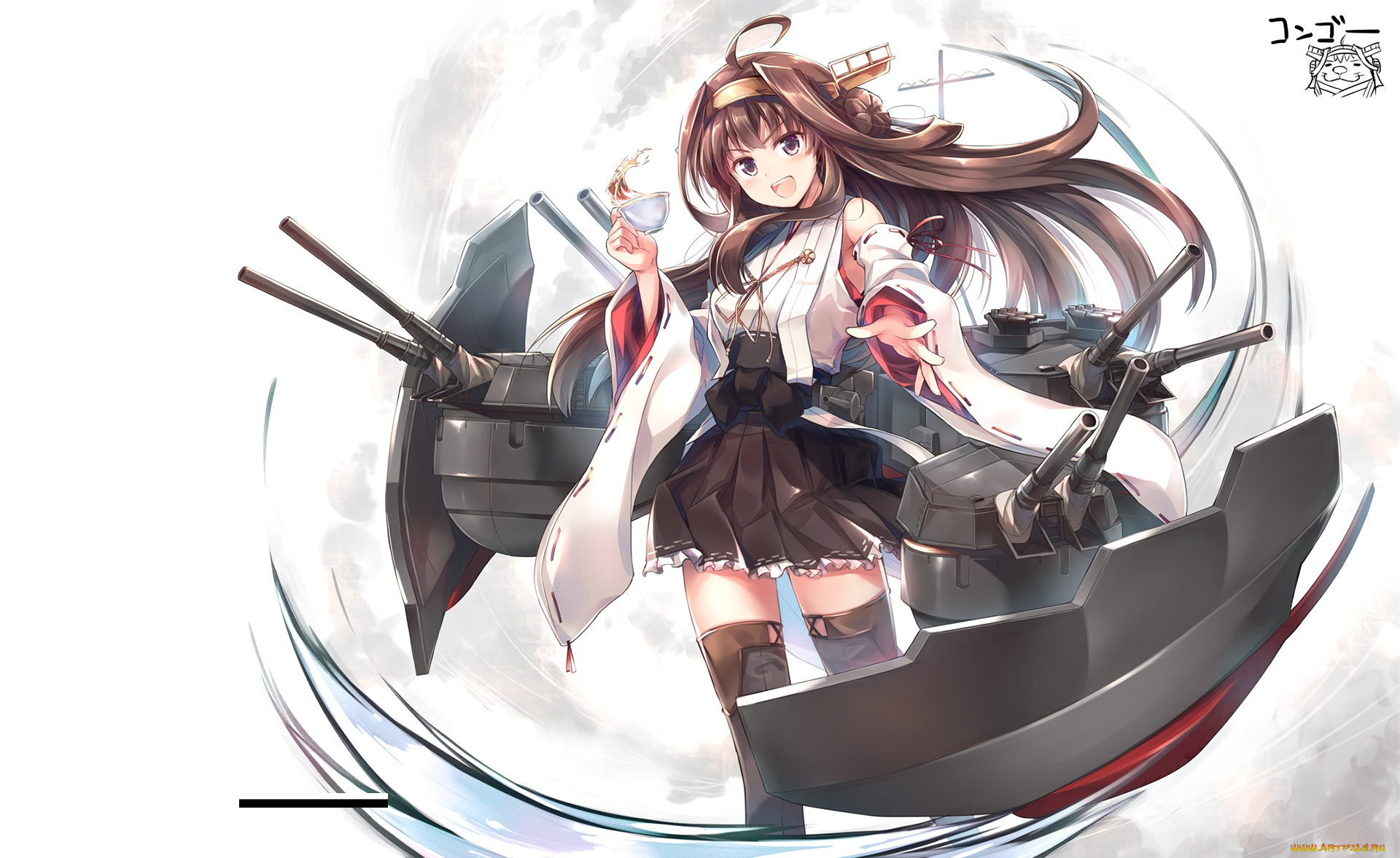 аниме, kantai, collection, девушка, взгляд, фон