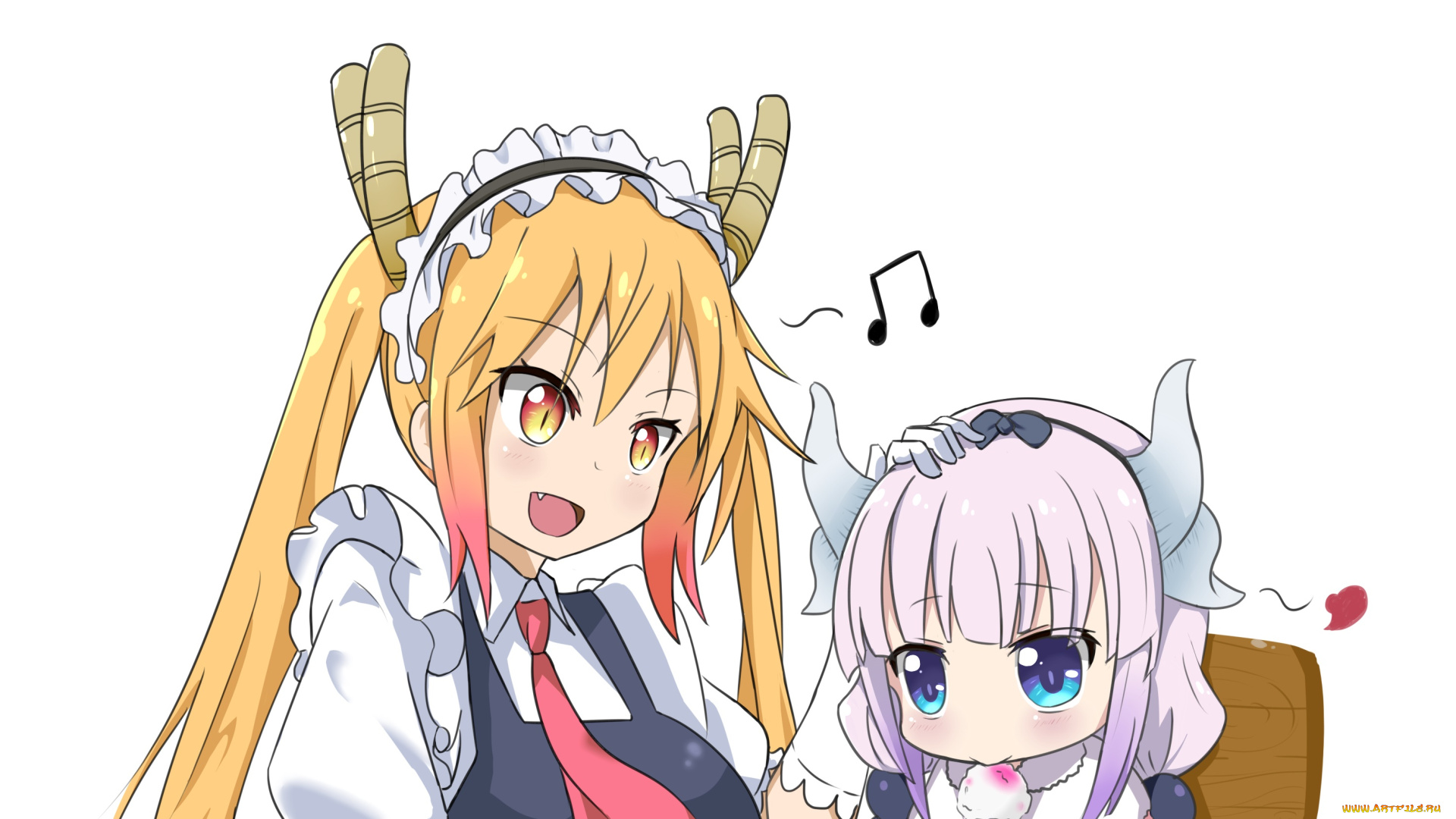 аниме, miss, kobayashi`s, dragon, maid, девушка, взгляд, фон