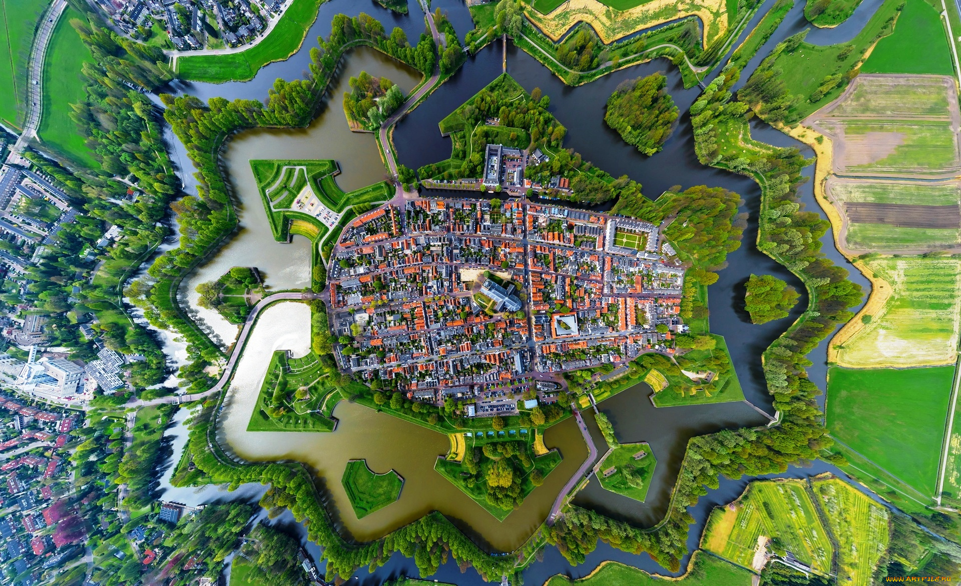 нарден, , нидерланды, города, -, панорамы, панорама, поля, город, каналы, острова