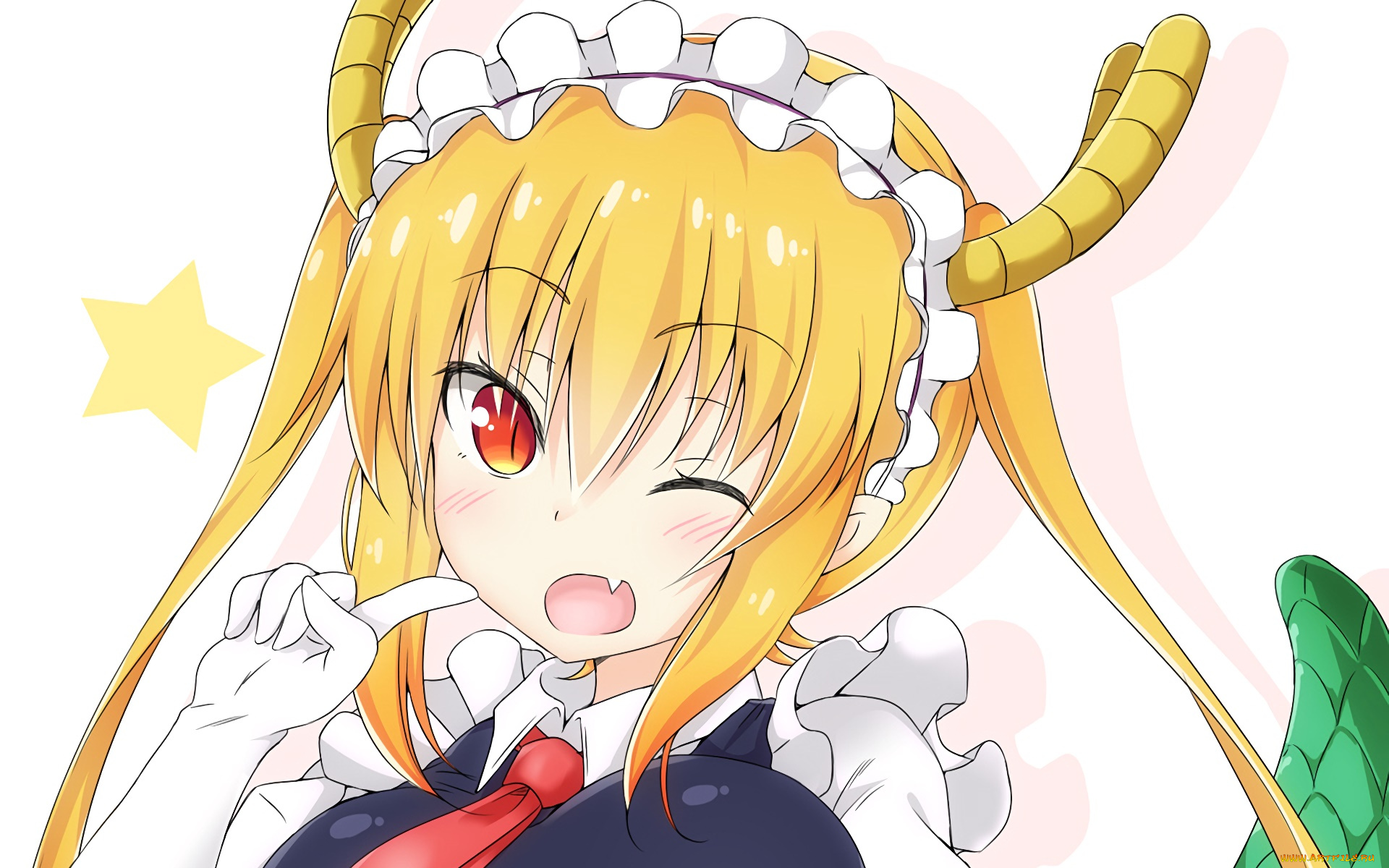 miss, kobayashi`s, dragon, maid, аниме, фон, взгляд, девушка