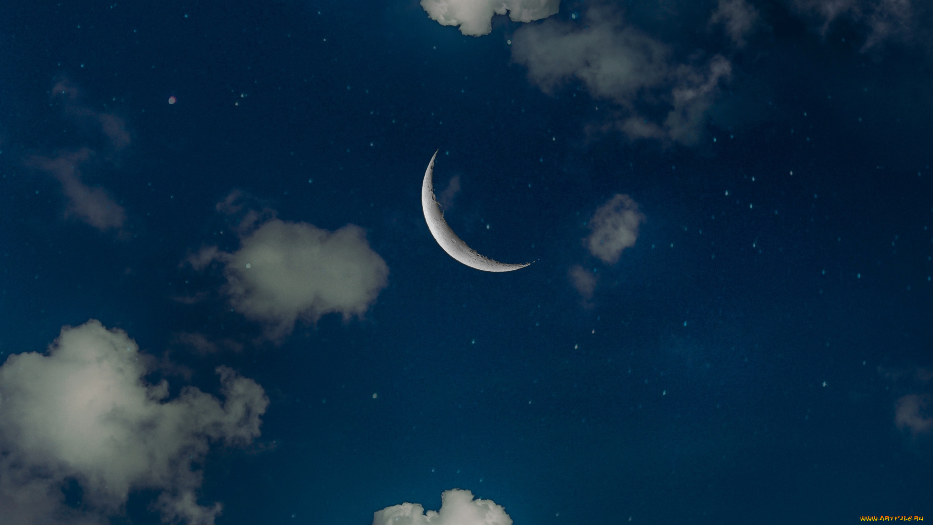 космос, луна, облака