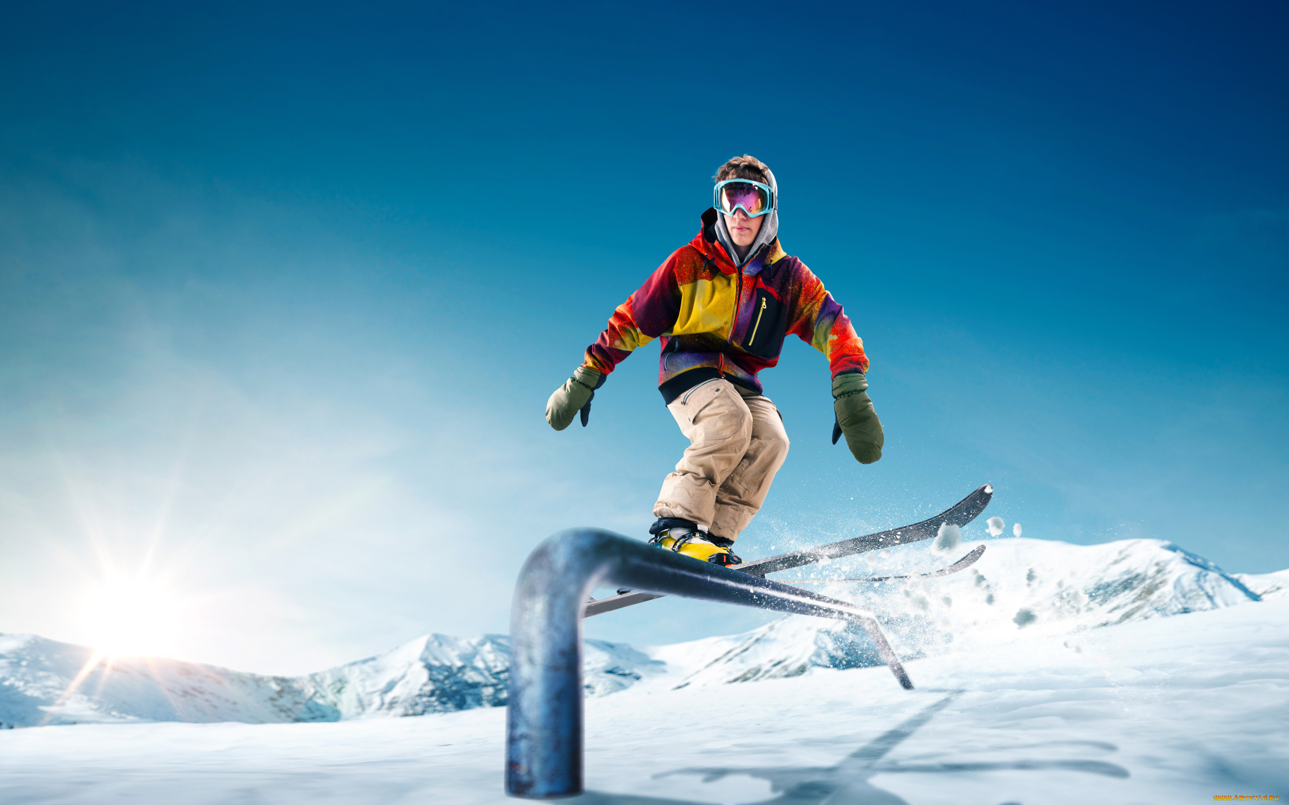 спорт, лыжный, спорт, горы, снег
