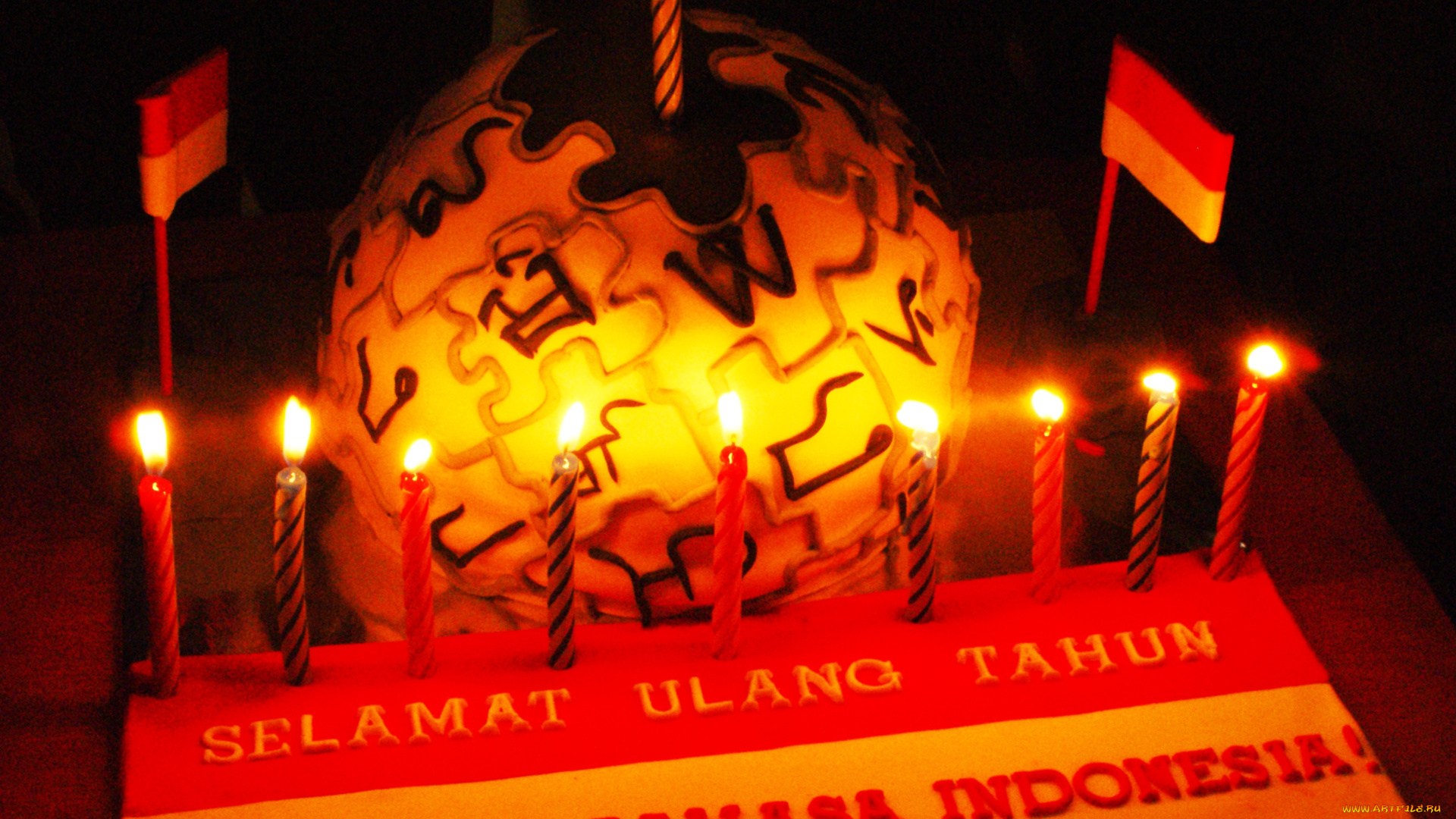 еда, торты, торт, свечи, флаги, индонезия