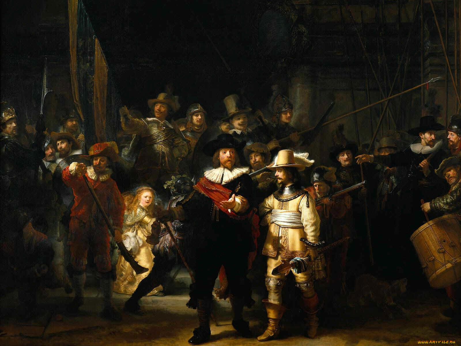 rembrandt, ночной, дозор, рисованные, van, rijn, рембрандт