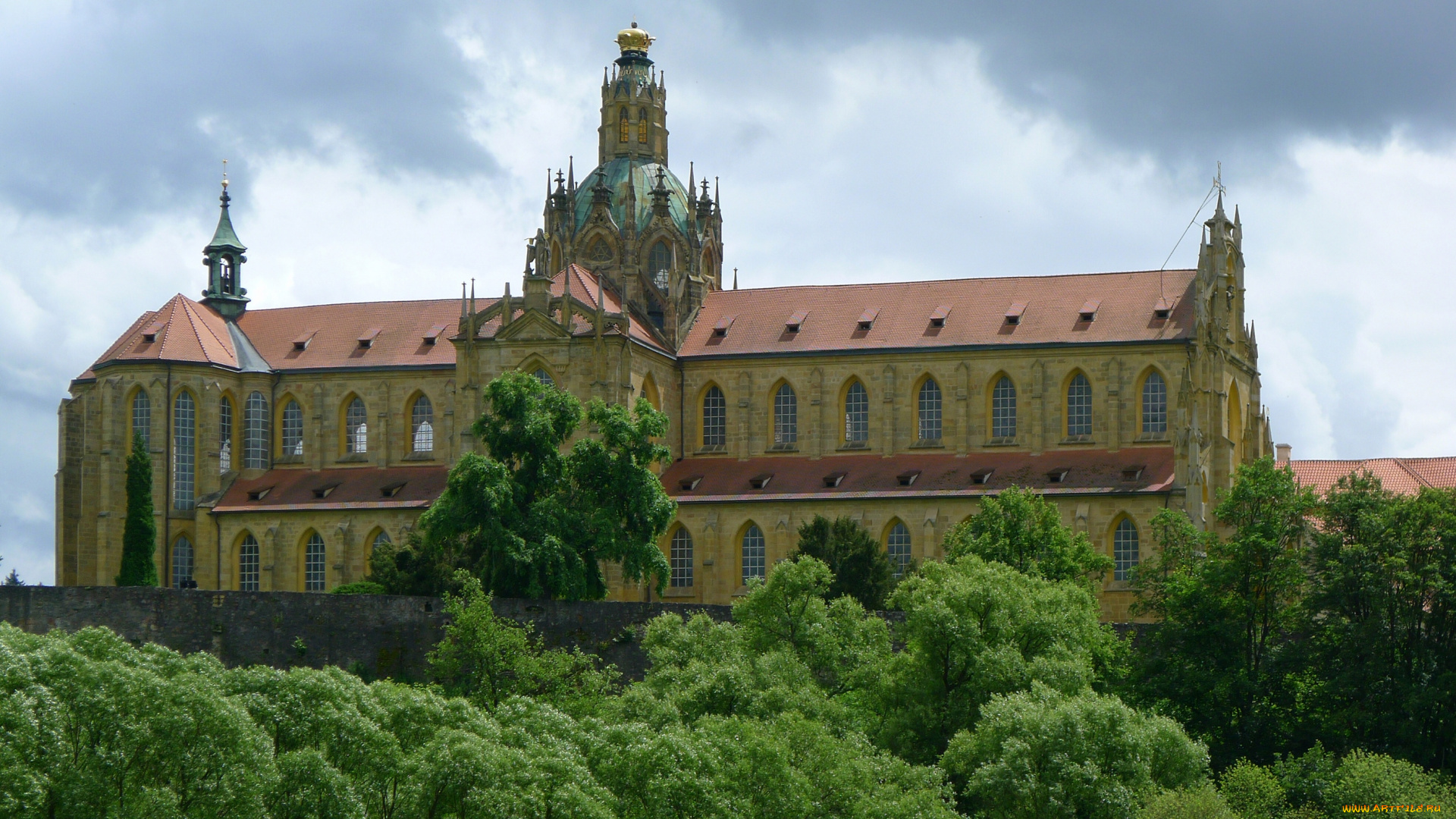 кладрубицкий, бенедиктинский, монастырь, города, православные, церкви, монастыри, кладруби, czech, republic, kladruby, monastery, деревья, Чехия