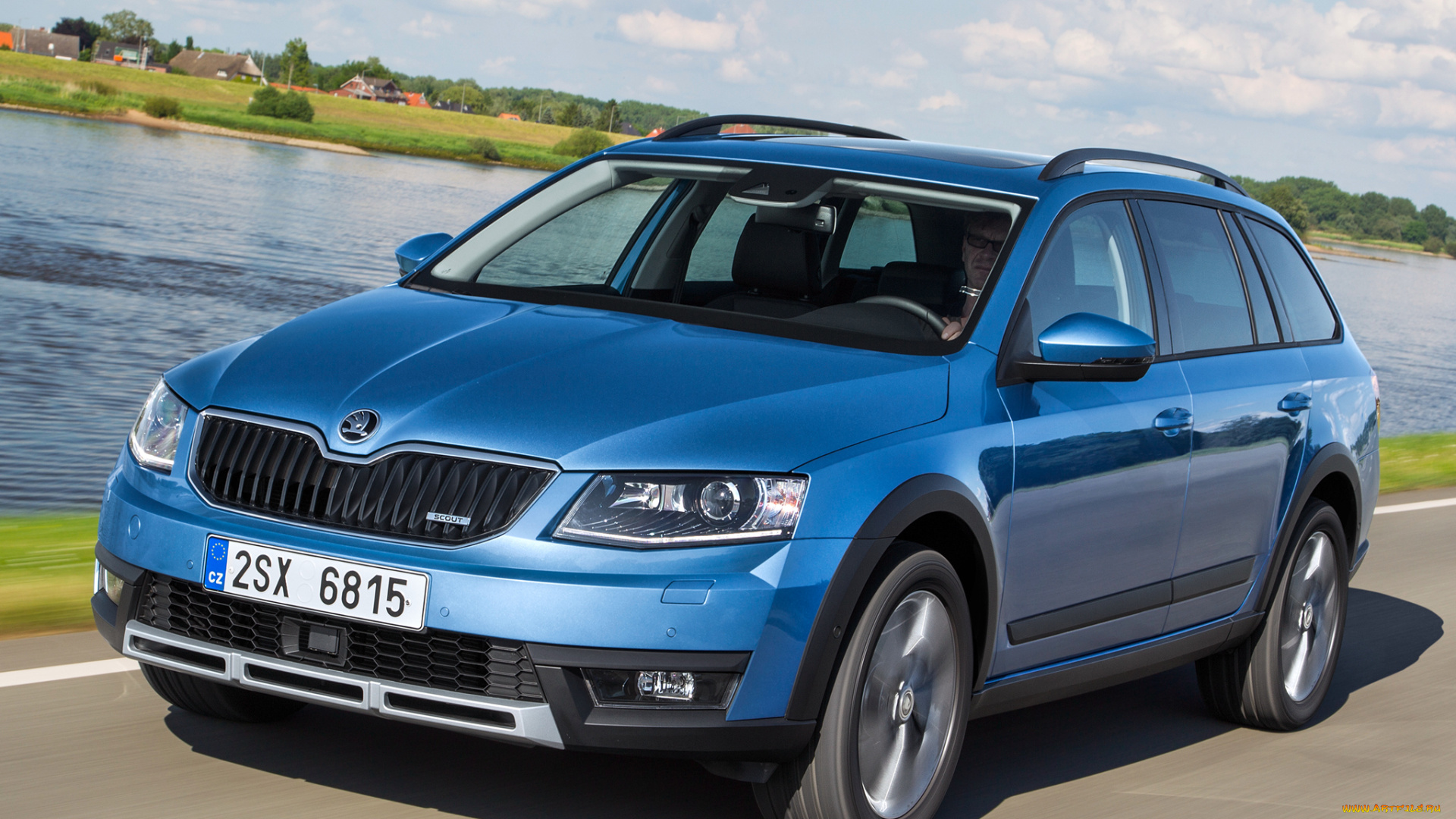 автомобили, skoda, 2014г, 5e, scout, octavia, синий