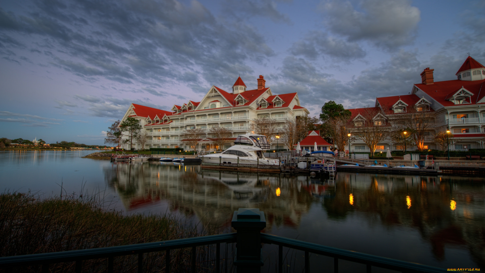 disneys, grand, floridian, resort, &, spa, -, windermere, , florida, города, диснейленд, причал, река, судно