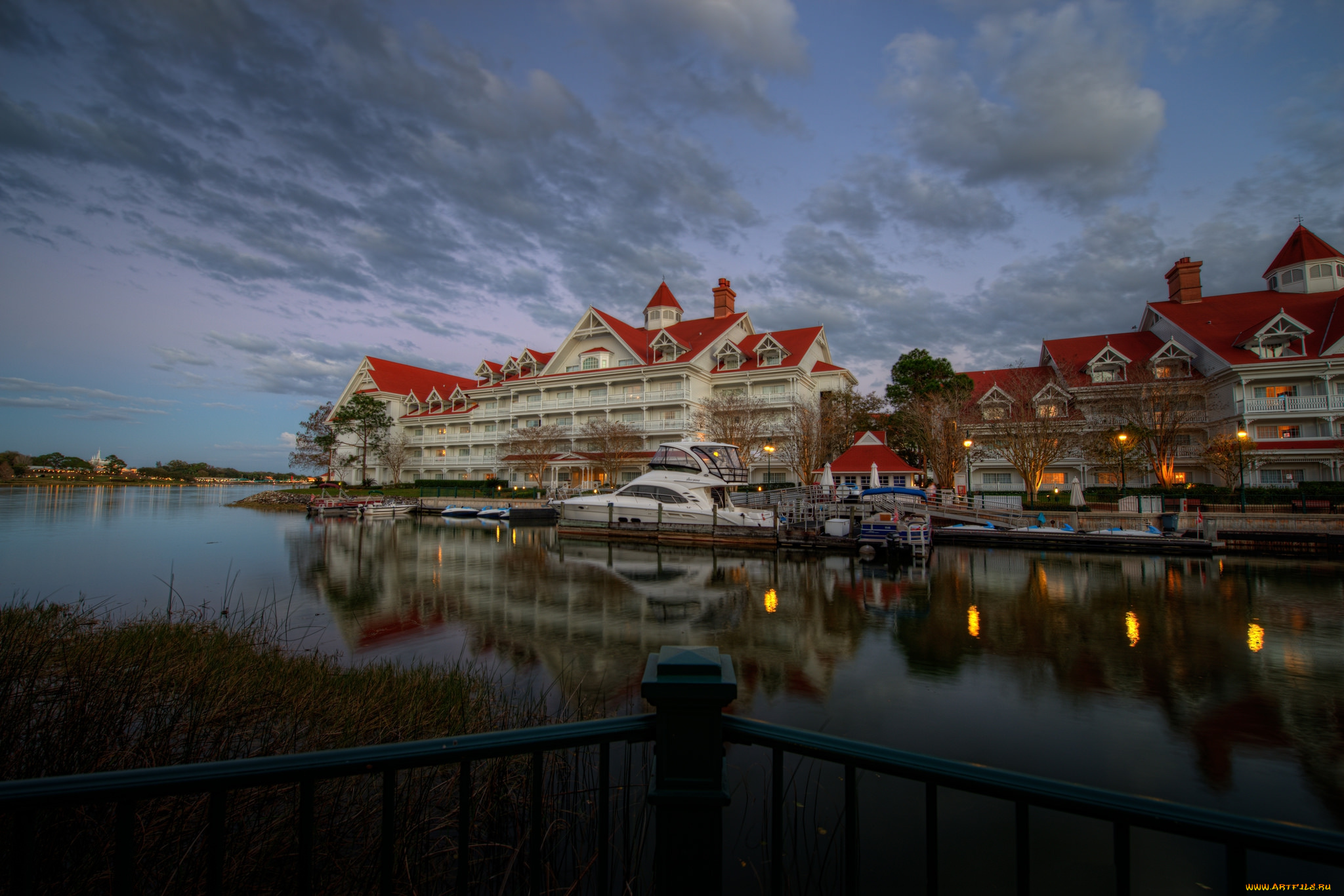 disneys, grand, floridian, resort, &, spa, -, windermere, , florida, города, диснейленд, причал, река, судно