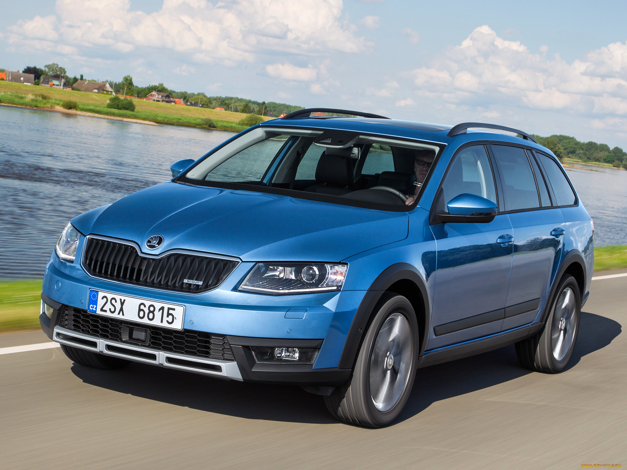 автомобили, skoda, 2014г, 5e, scout, octavia, синий