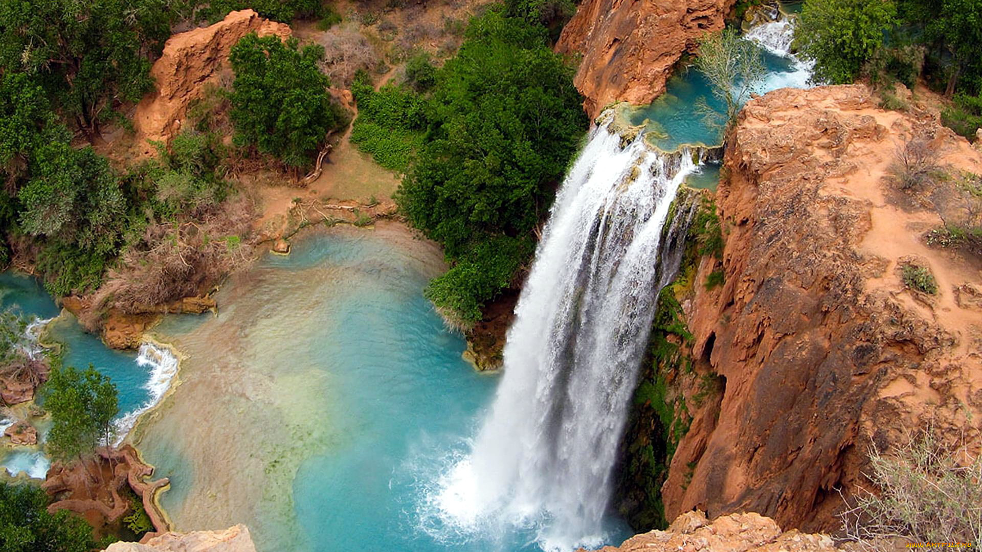 havasu, waterfalls, arizona, usa, природа, водопады, havasu, waterfalls
