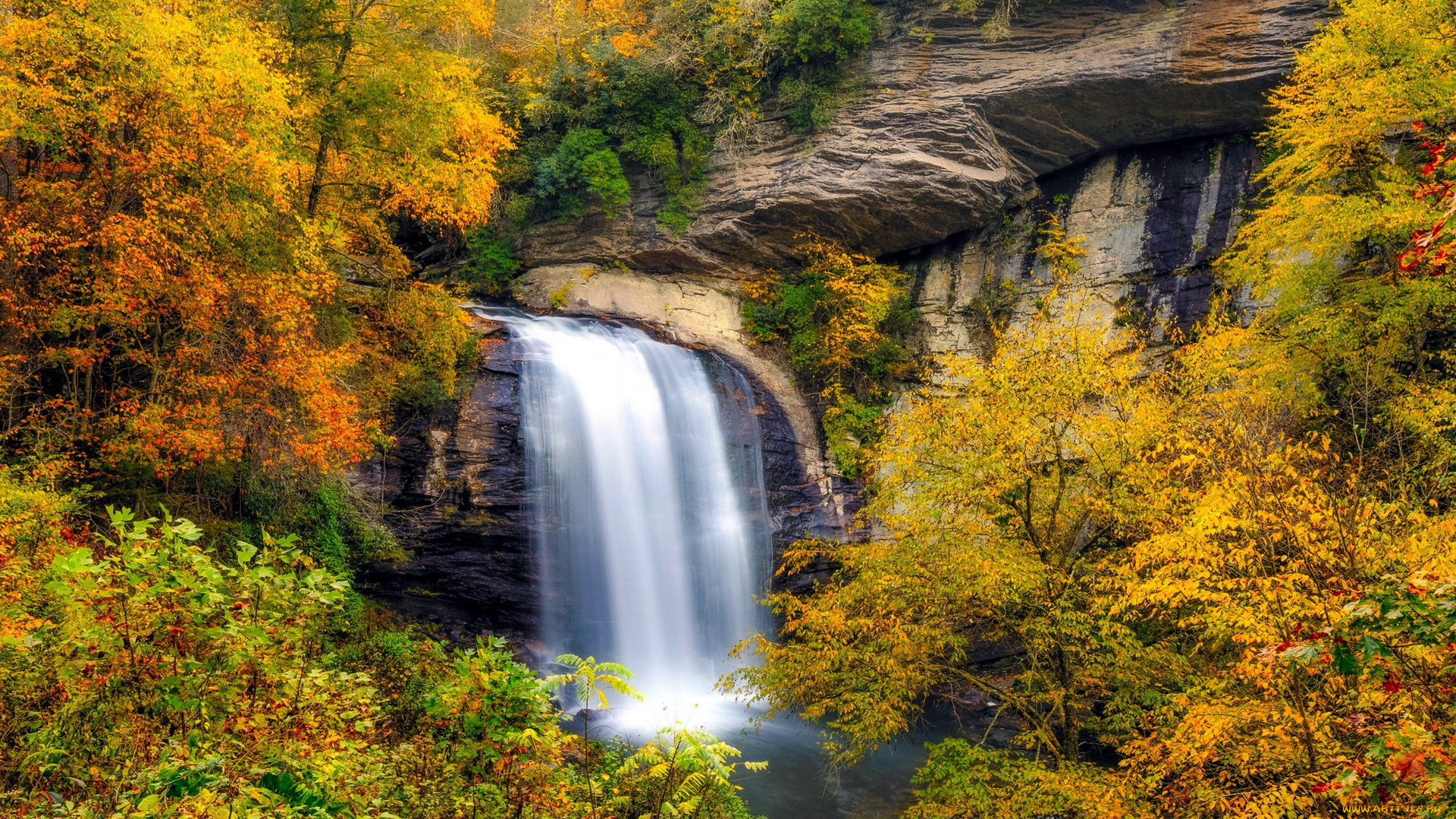 looking, glass, falls, north, carolina, usa, природа, водопады, looking, glass, falls, north, carolina