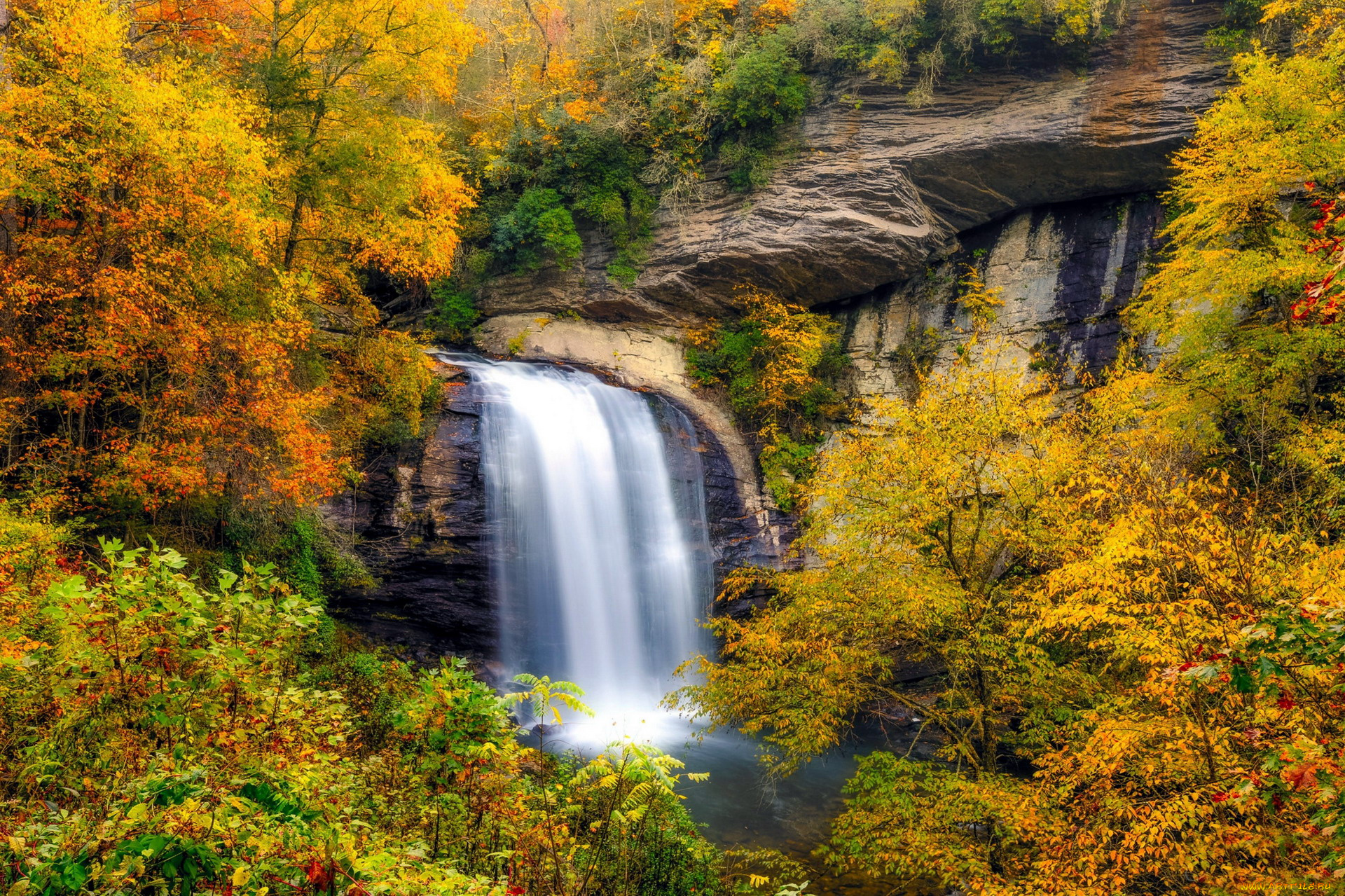 looking, glass, falls, north, carolina, usa, природа, водопады, looking, glass, falls, north, carolina