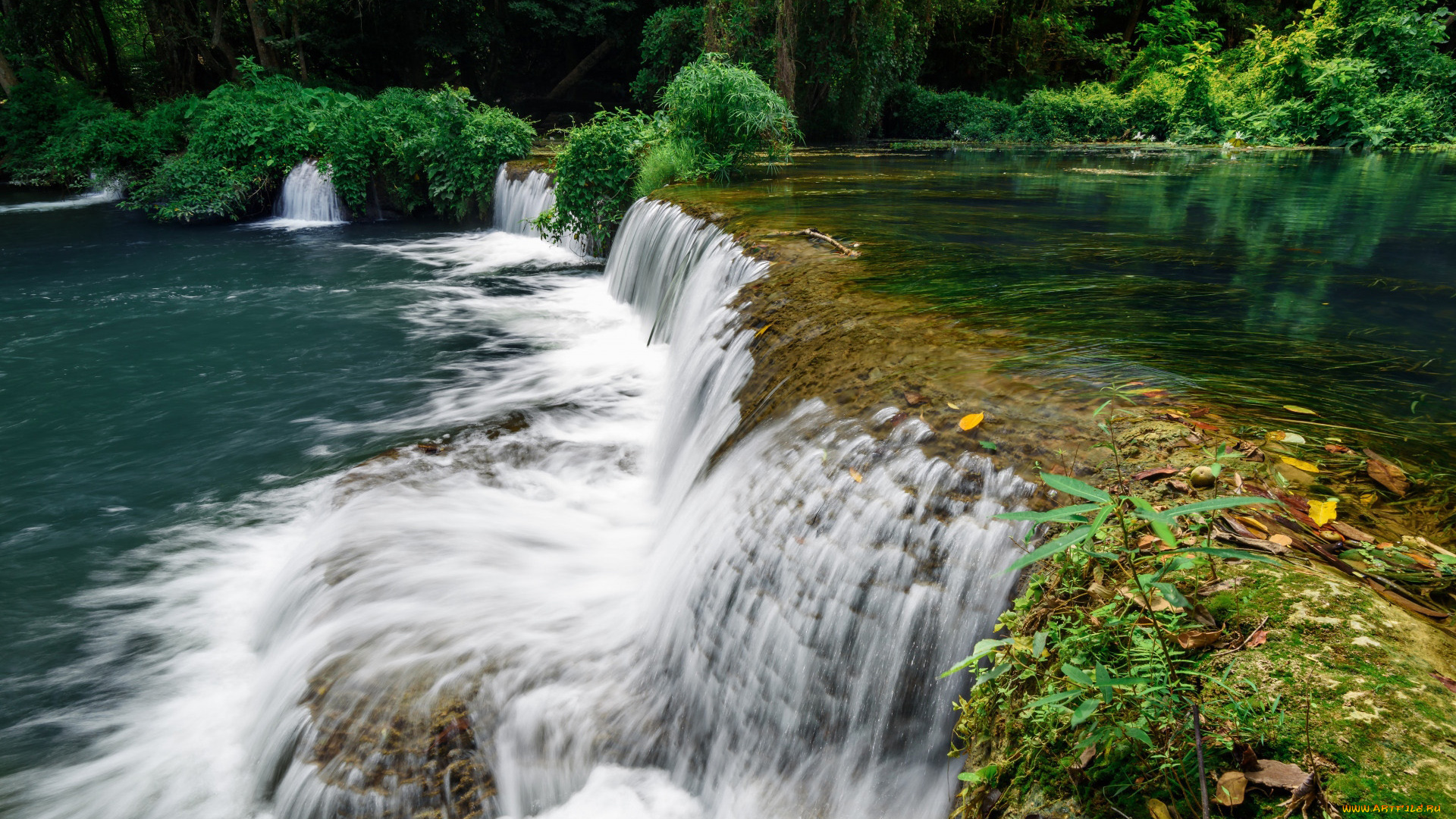 природа, водопады, река, водопад