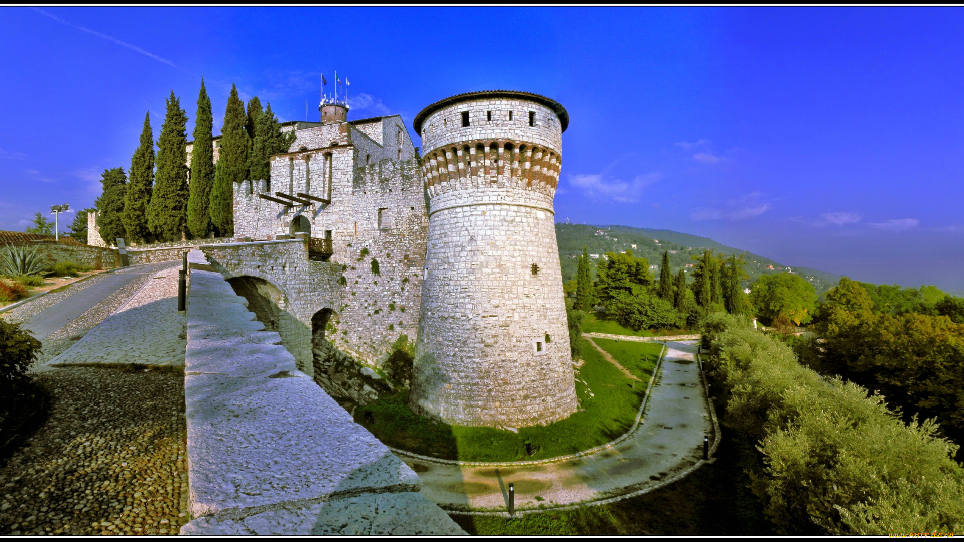 brescia, the, castle, города, дворцы, замки, крепости, горы, стена, лес, замок, башня