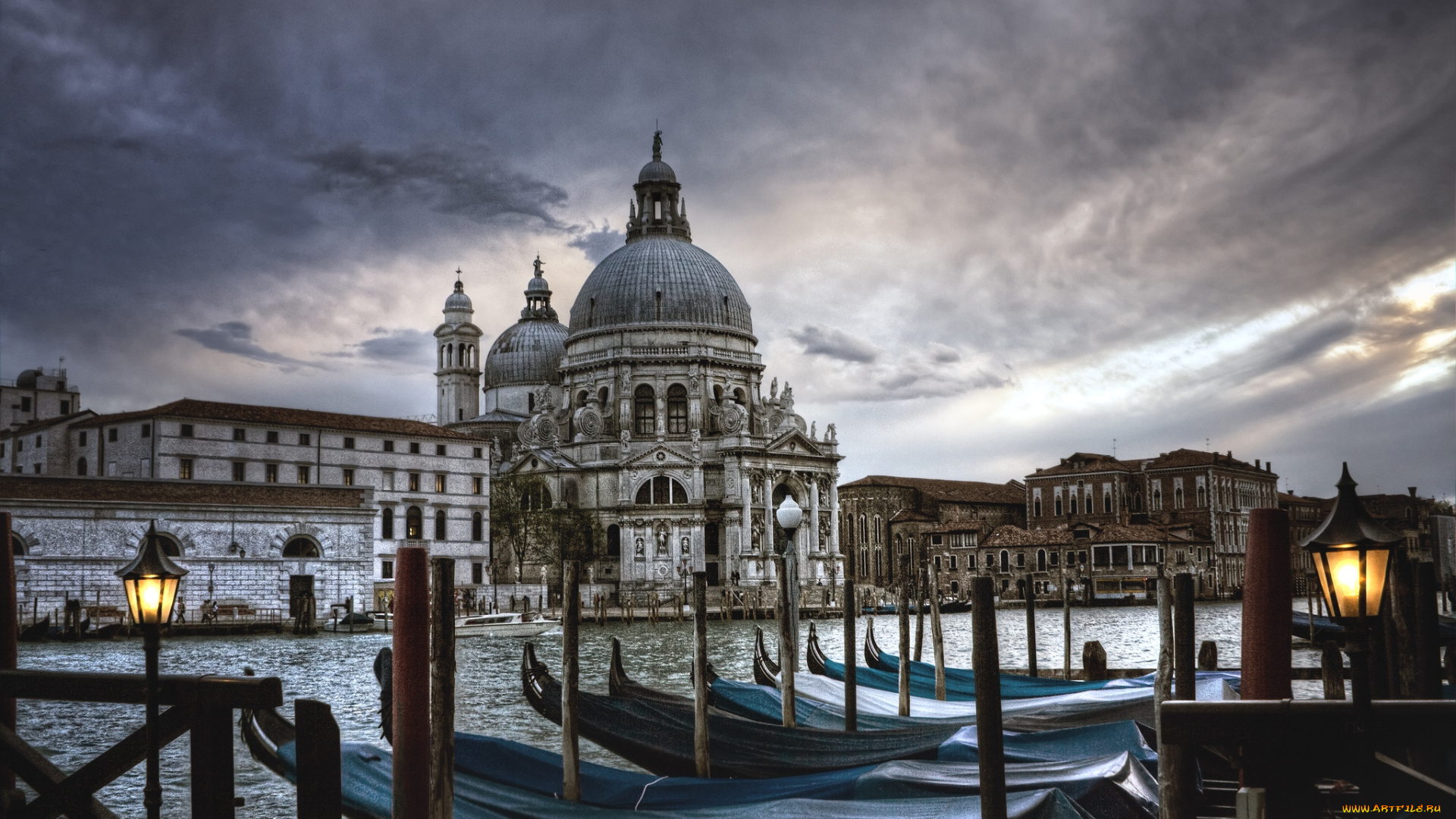 города, венеция, италия, гондолы, канал, собор