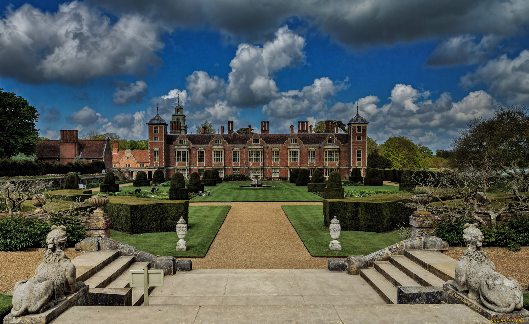 blickling, hall, norfolk, england, города, дворцы, замки, крепости, парк, сфинксы, статуи, бликлинг-холл, норфолк, англия