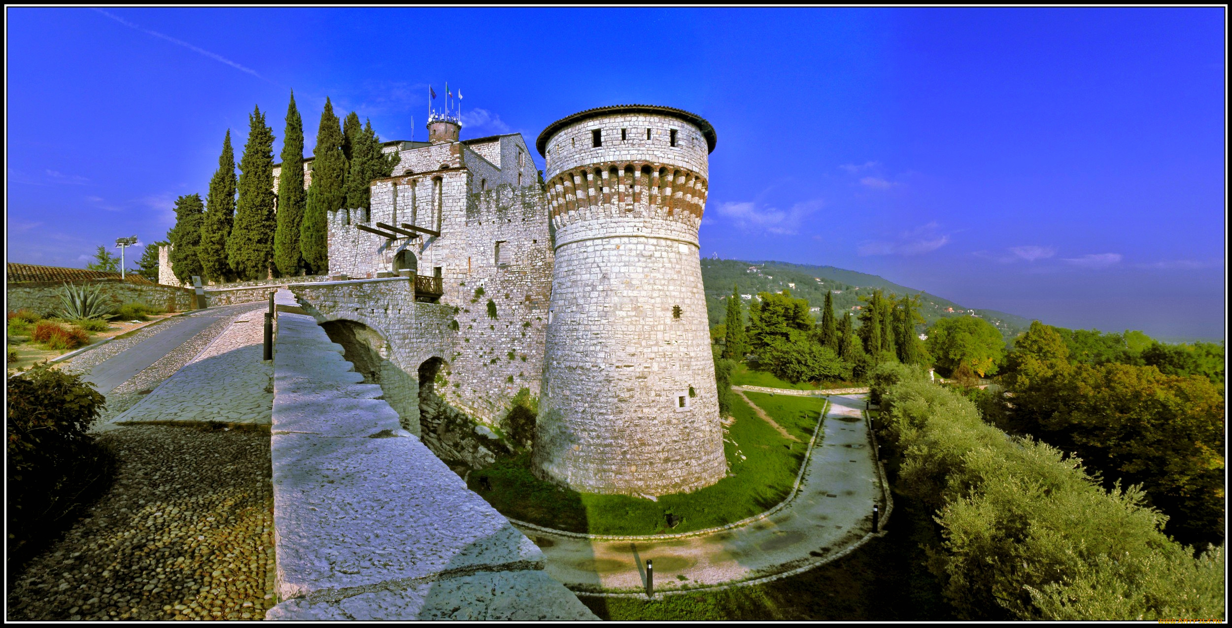 brescia, the, castle, города, дворцы, замки, крепости, горы, стена, лес, замок, башня