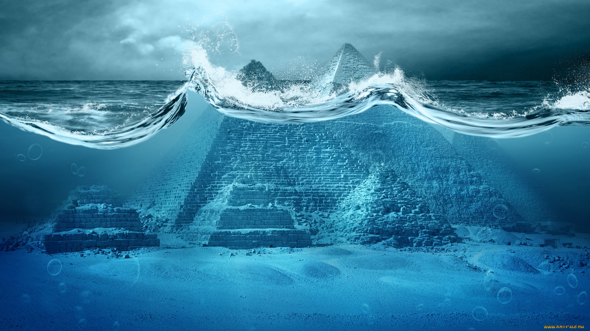 фэнтези, фотоарт, океан, катастрофа, пирамиды, apocalypse, armageddon, storm, tsunami, wave, ocean, sea, fantastic, egypt, pyramid, апокалипсис