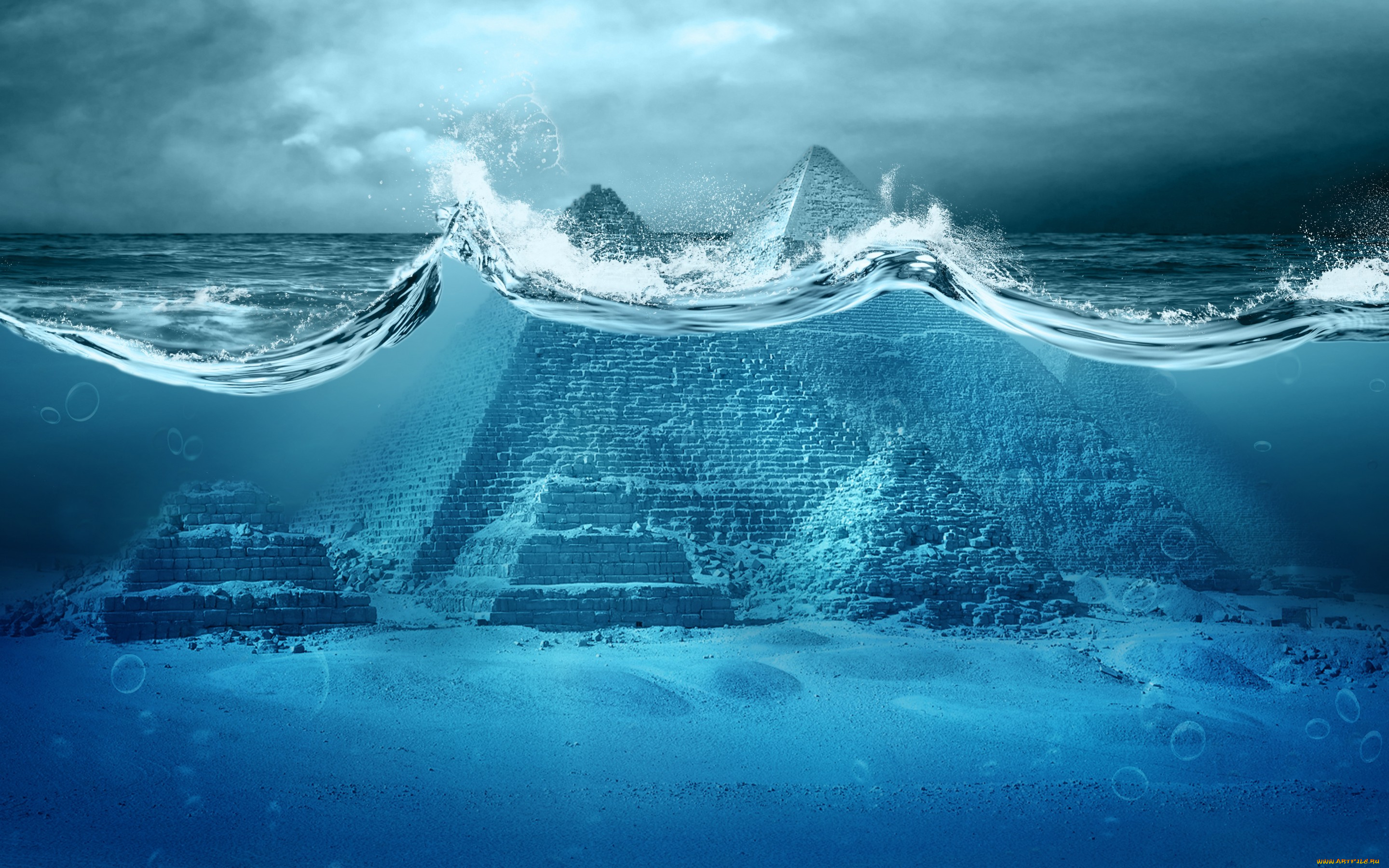 фэнтези, фотоарт, океан, катастрофа, пирамиды, apocalypse, armageddon, storm, tsunami, wave, ocean, sea, fantastic, egypt, pyramid, апокалипсис