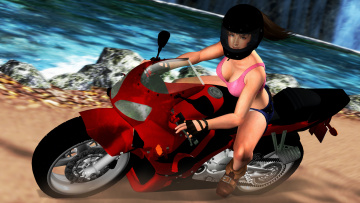 Картинка 3д+графика люди-авто мото+ people-+car+ +moto взгляд девушка мотоцикл фон