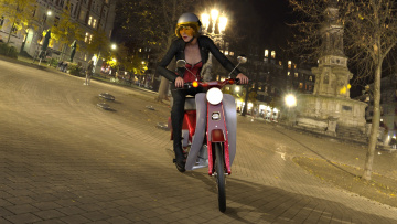 Картинка 3д+графика люди-авто мото+ people-+car+ +moto девушка взгляд фон мотоцикл город ночь