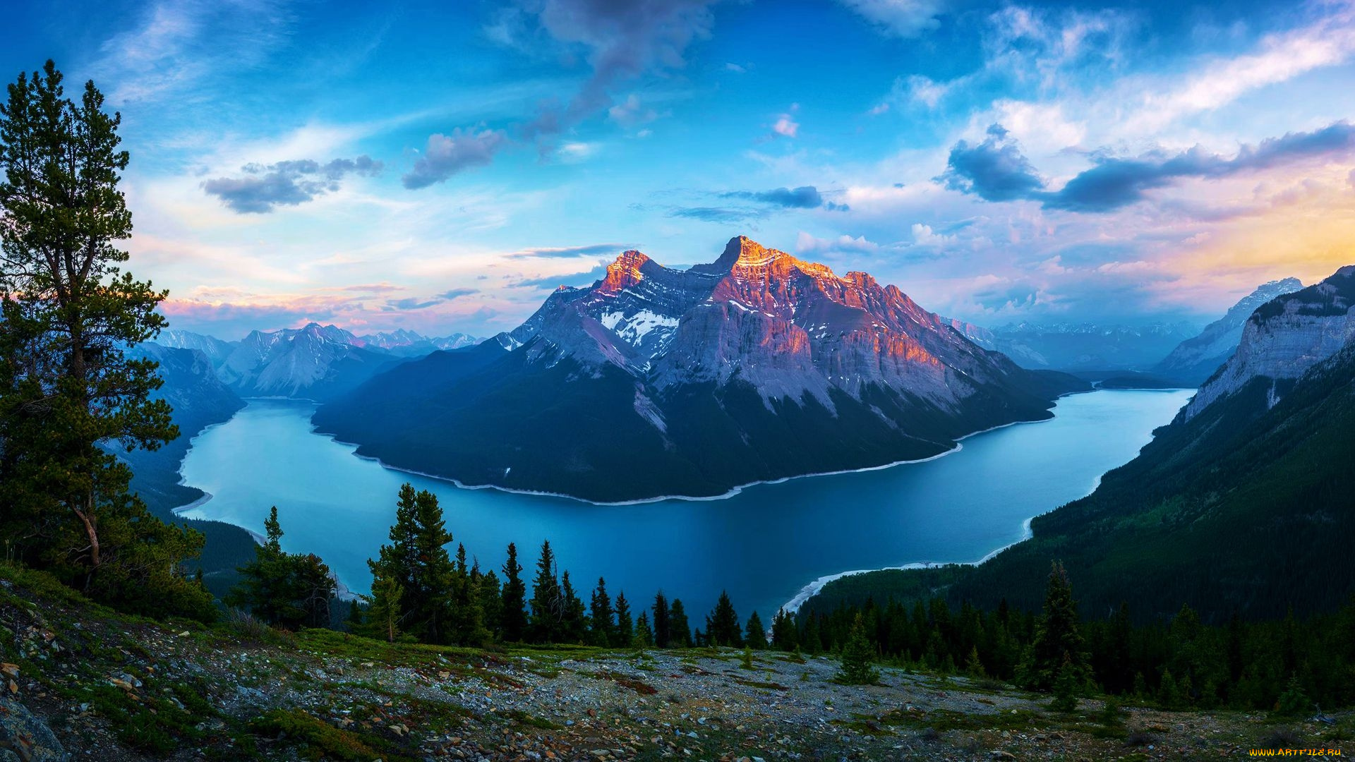 lake, minnewanka, banff, national, park, alberta, природа, реки, озера, lake, minnewanka, banff, national, park