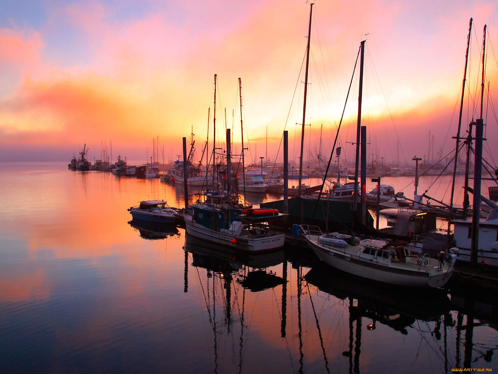 juneau, boat, harbor, at, sunset, alaska, корабли, порты, причалы