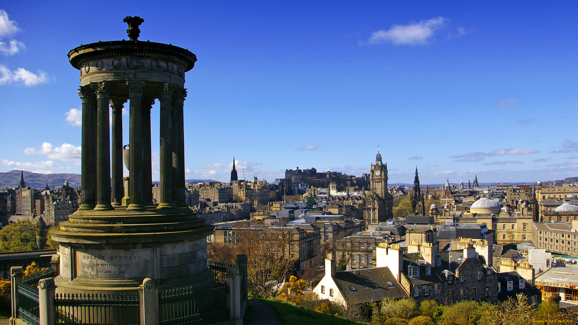 эдинбург, шотландия, города, башни, колонны, часы, крыши