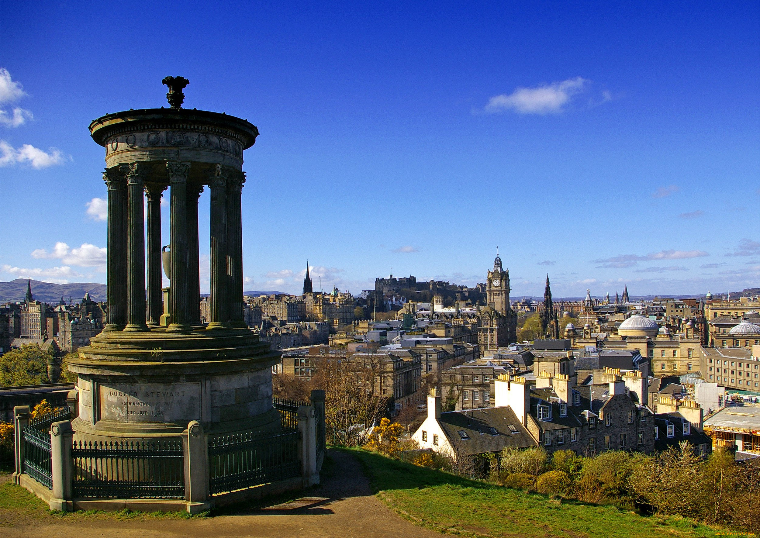 эдинбург, шотландия, города, башни, колонны, часы, крыши