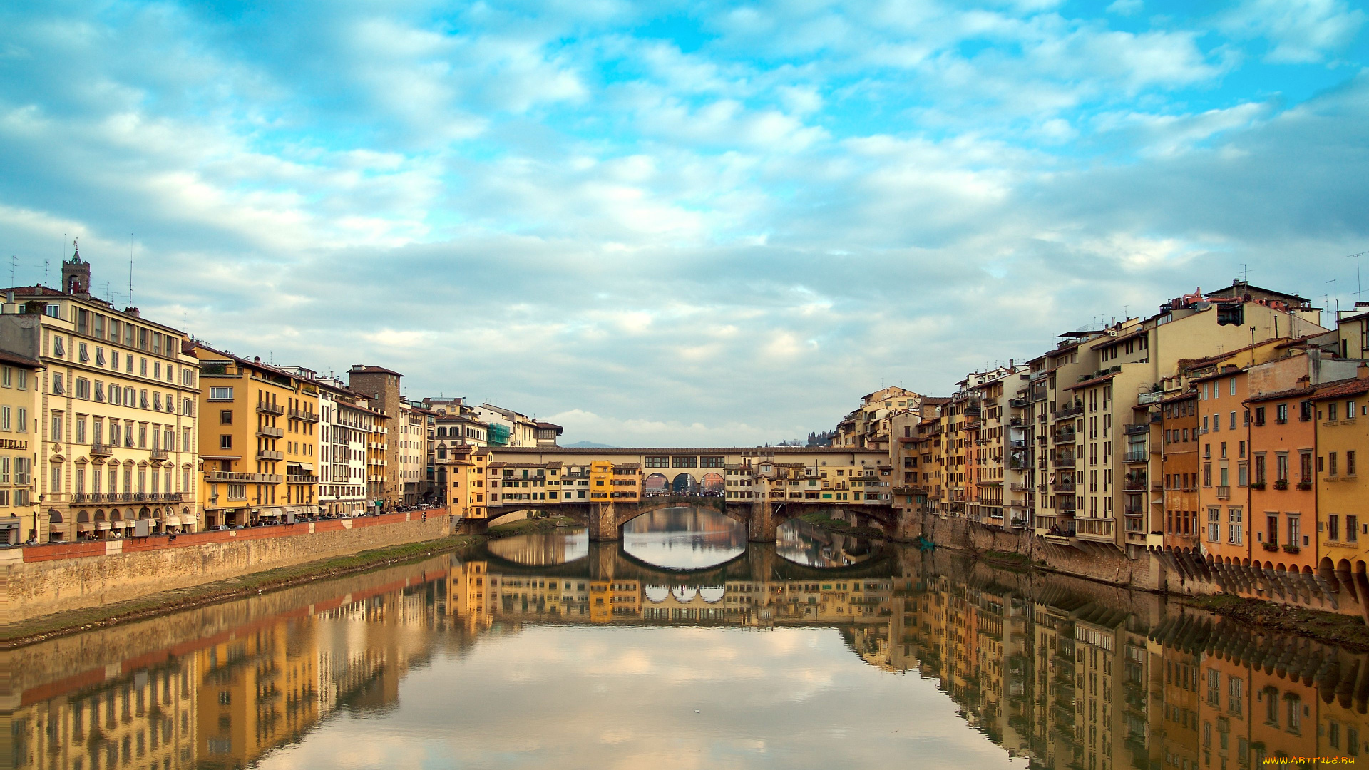 ponte, vecchio, florence, italy, города, флоренция, италия, старый, мост, река, здания